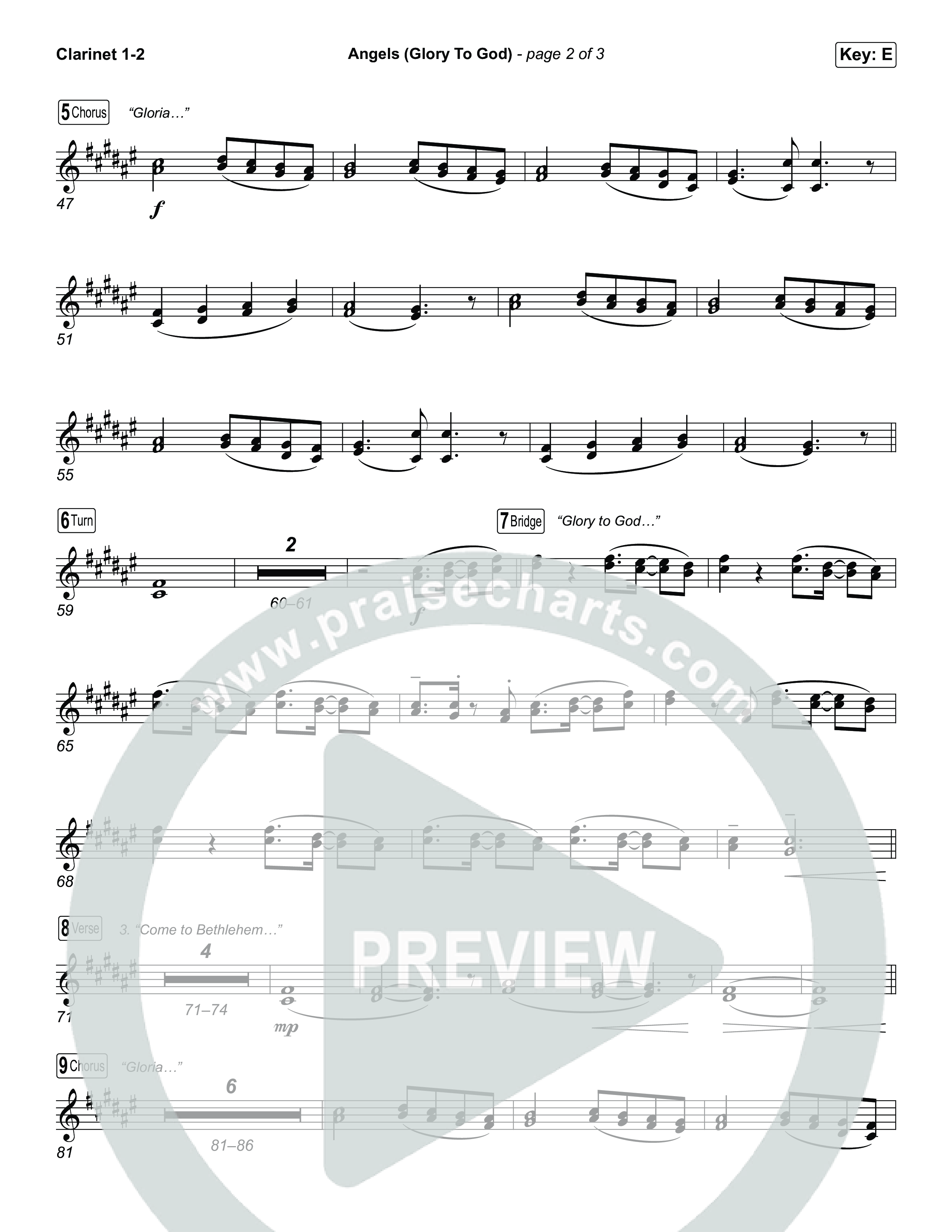 Angels (Glory To God) (Choral/SATB) Clarinet 1,2 (Travis Cottrell / Arr. Mason Brown)