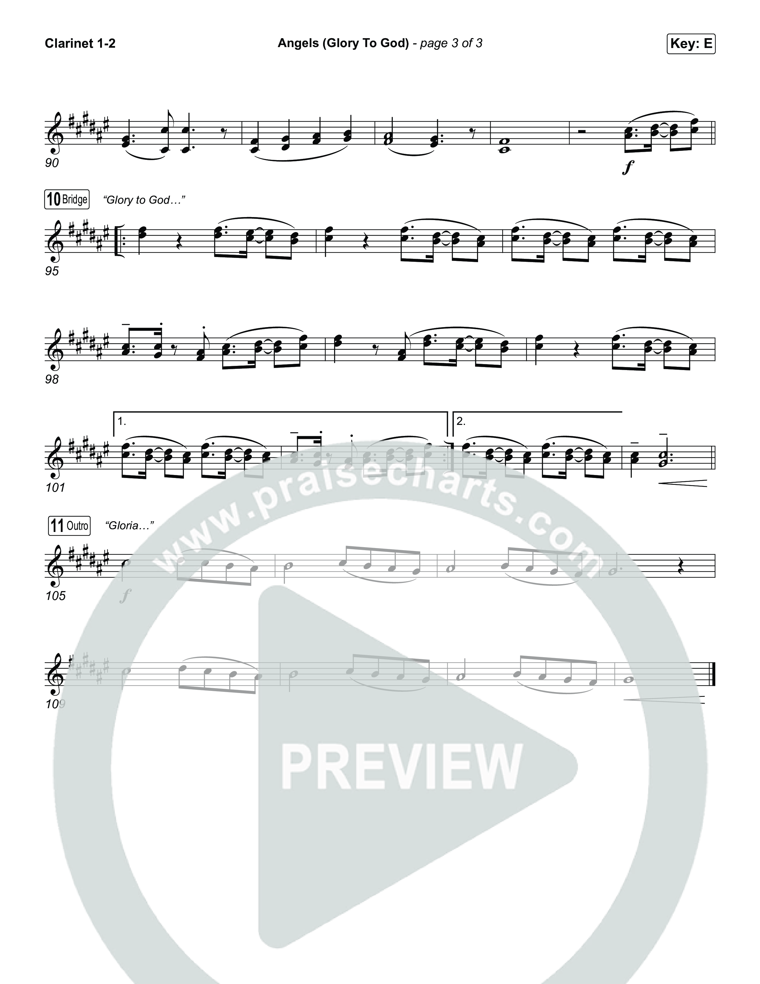 Angels (Glory To God) (Choral/SATB) Clarinet 1,2 (Travis Cottrell / Arr. Mason Brown)
