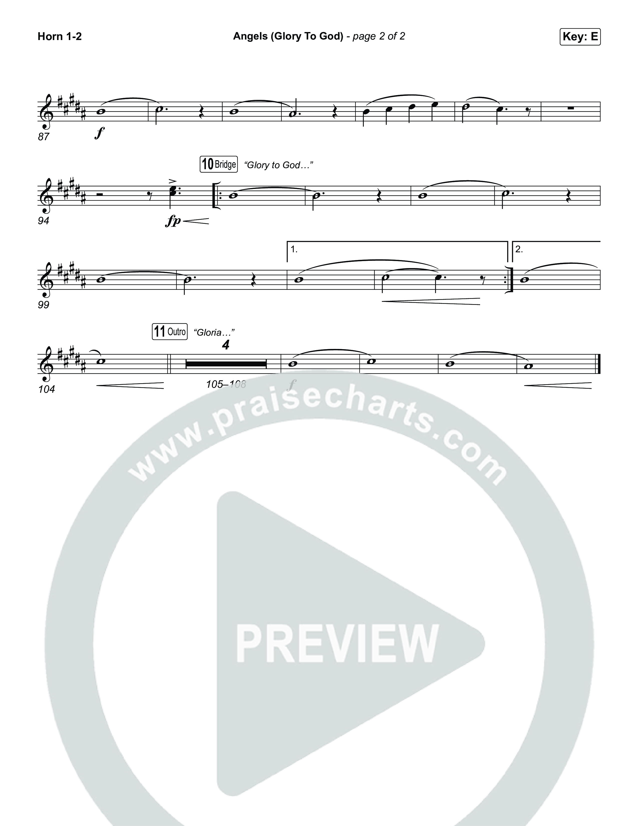 Angels (Glory To God) (Choral/SATB) French Horn 1,2 (Travis Cottrell / Arr. Mason Brown)