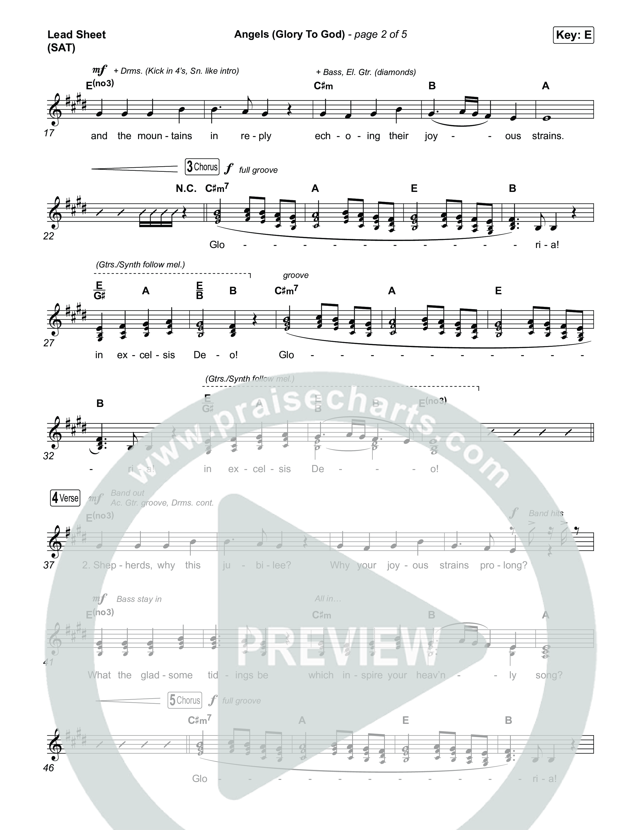 Angels (Glory To God) (Choral/SATB) Lead Sheet (SAT) (Travis Cottrell / Arr. Mason Brown)