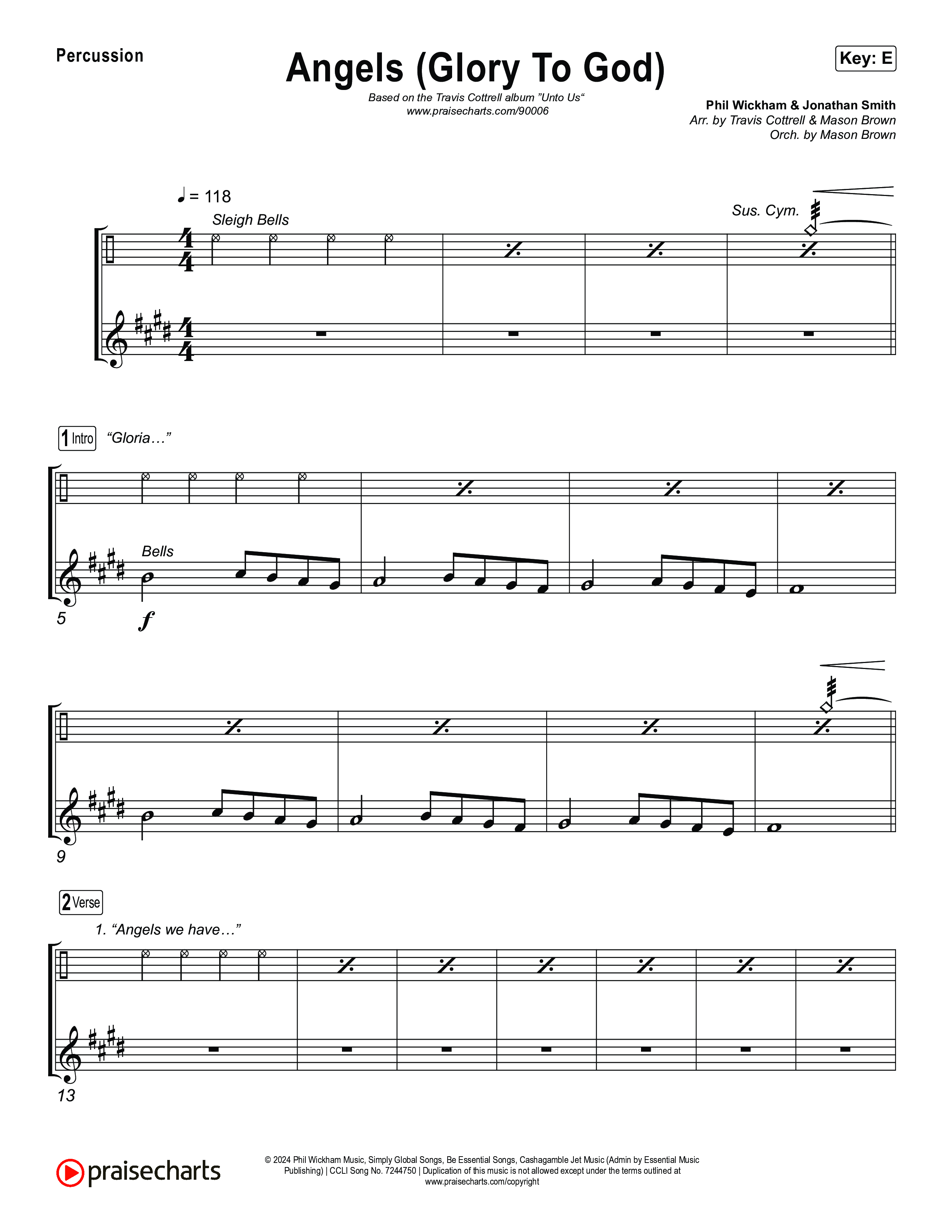 Angels (Glory To God) (Choral/SATB) Percussion (Travis Cottrell / Arr. Mason Brown)