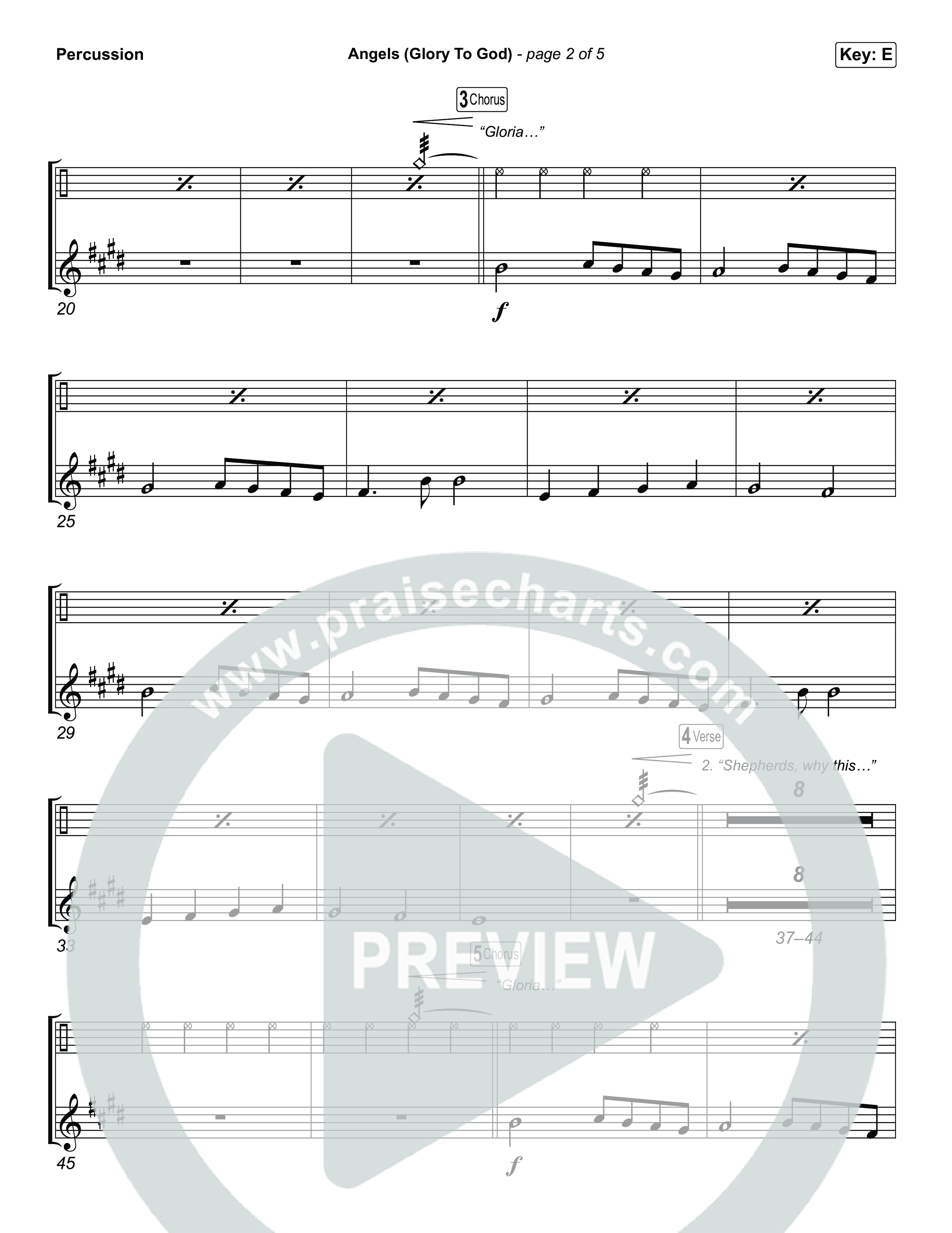 Angels (Glory To God) (Choral/SATB) Percussion (Travis Cottrell / Arr. Mason Brown)