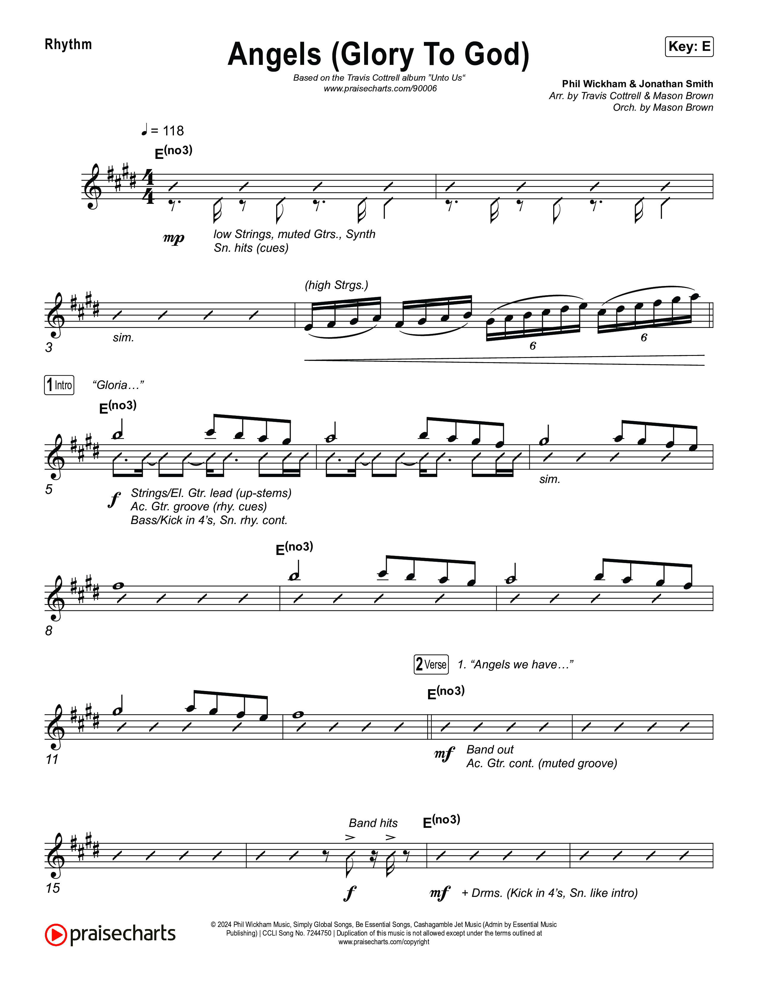 Angels (Glory To God) (Choral/SATB) Rhythm Chart (Travis Cottrell / Arr. Mason Brown)