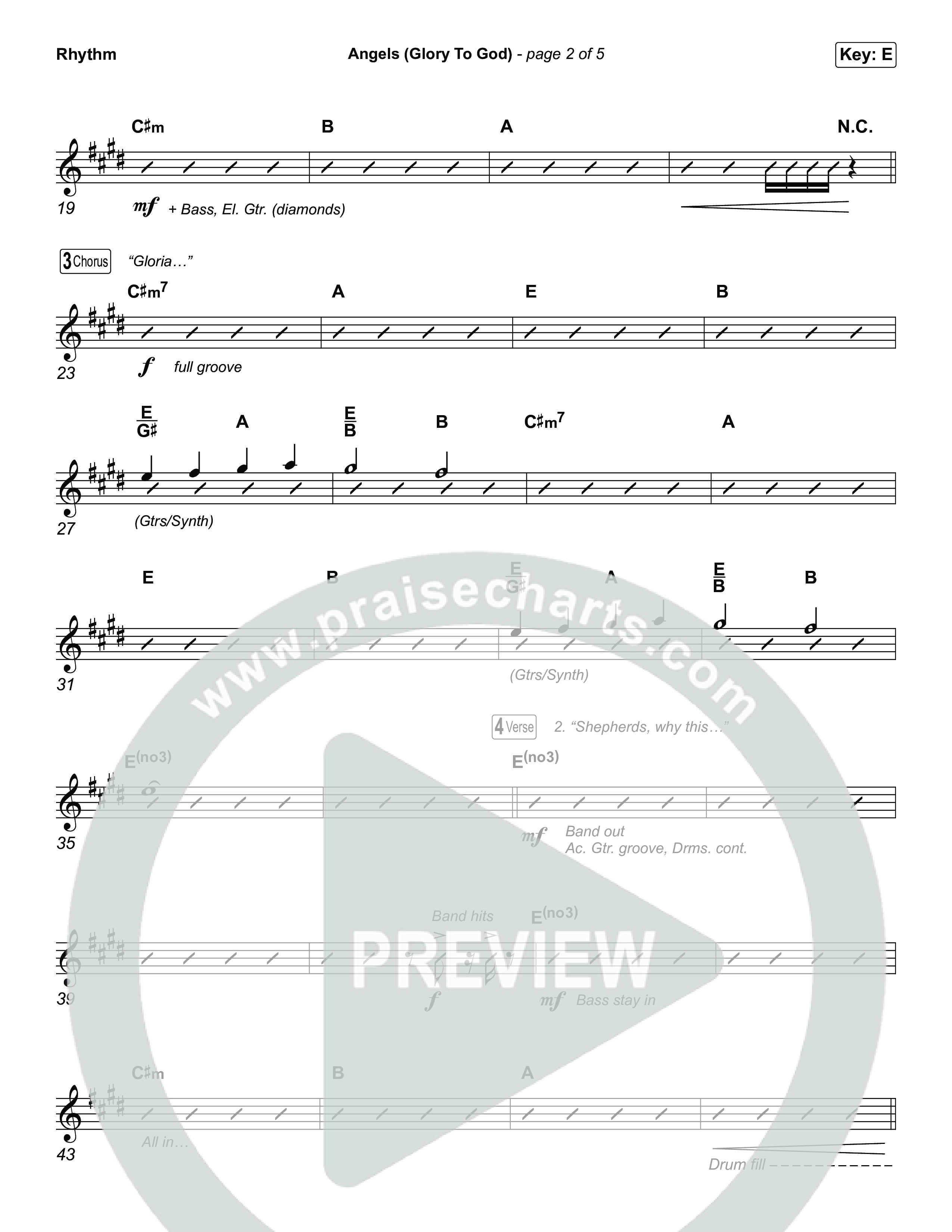 Angels (Glory To God) (Choral/SATB) Rhythm Chart (Travis Cottrell / Arr. Mason Brown)