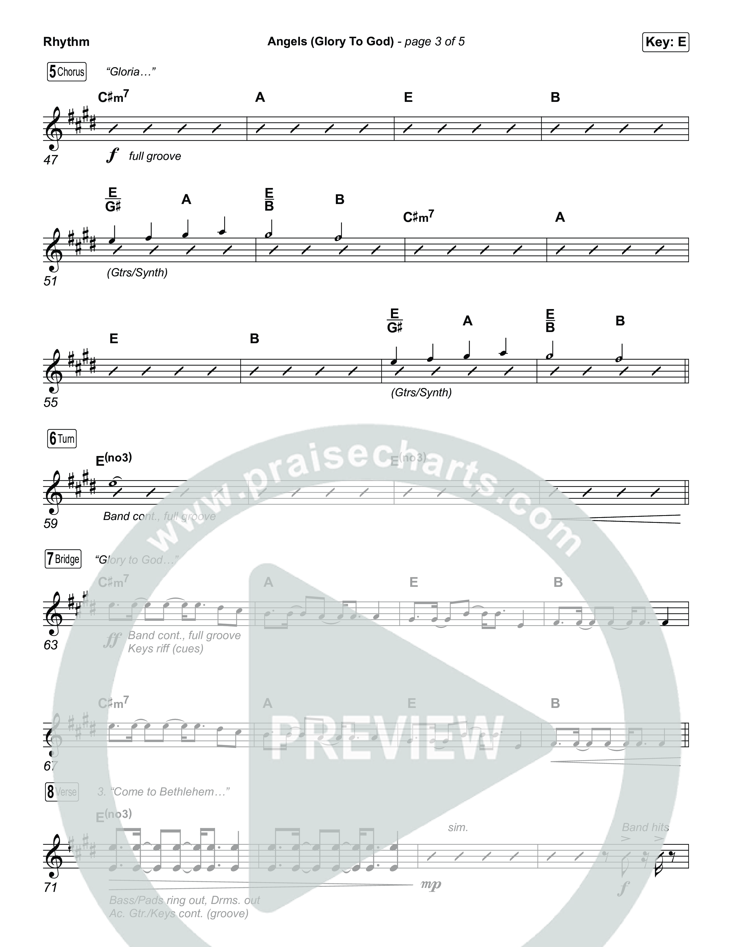 Angels (Glory To God) (Choral/SATB) Rhythm Chart (Travis Cottrell / Arr. Mason Brown)
