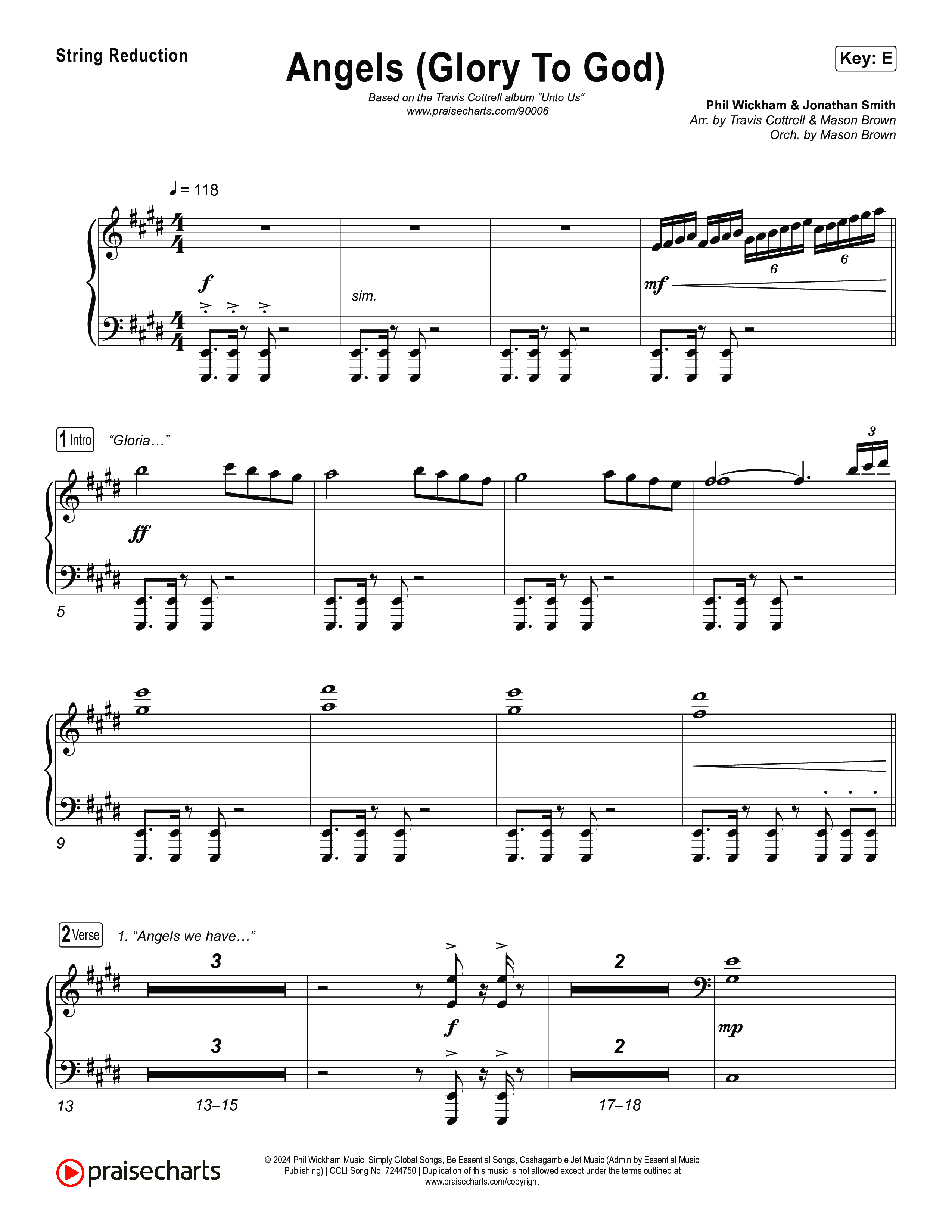 Angels (Glory To God) (Choral/SATB) String Reduction (Travis Cottrell / Arr. Mason Brown)