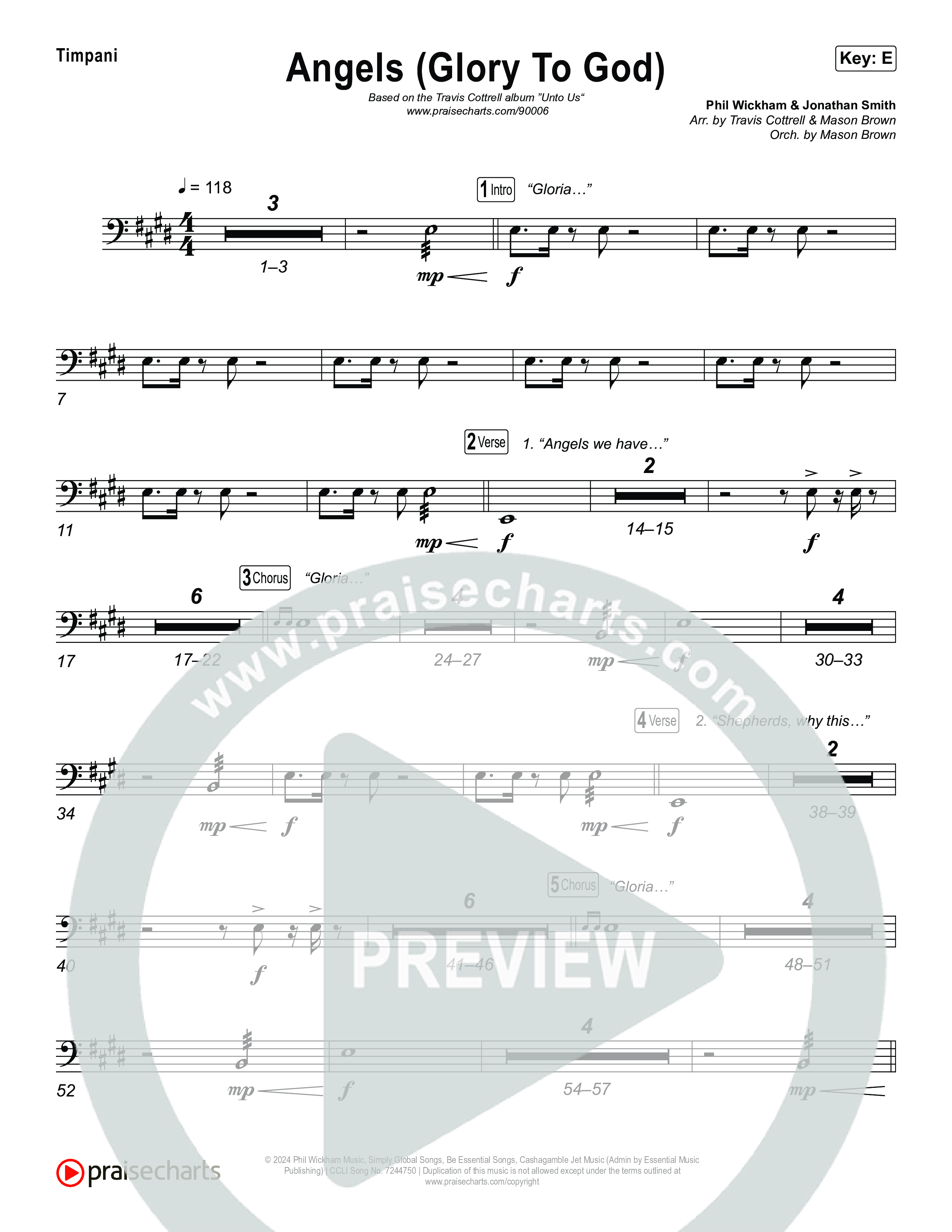 Angels (Glory To God) (Choral/SATB) Timpani (Travis Cottrell / Arr. Mason Brown)
