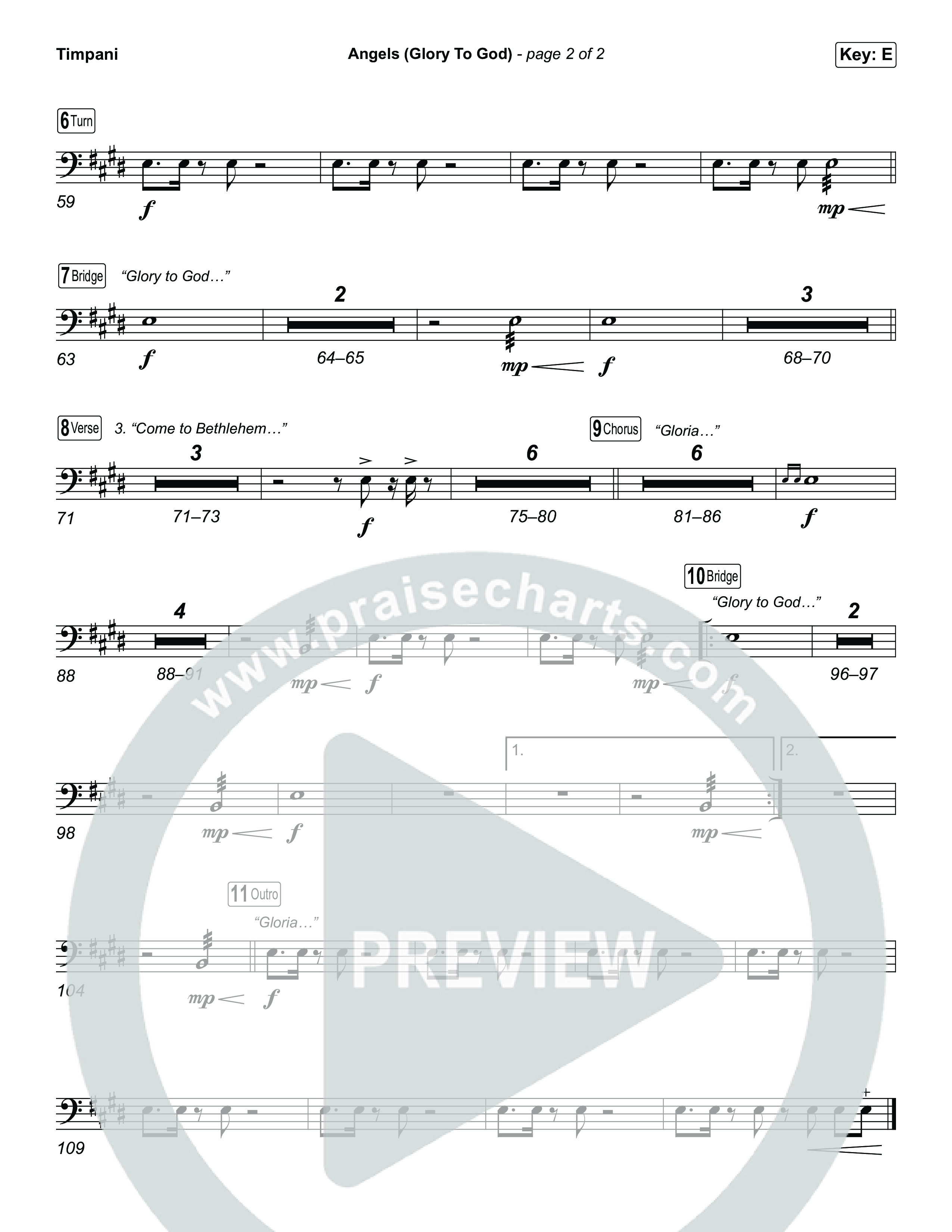 Angels (Glory To God) (Choral/SATB) Timpani (Travis Cottrell / Arr. Mason Brown)