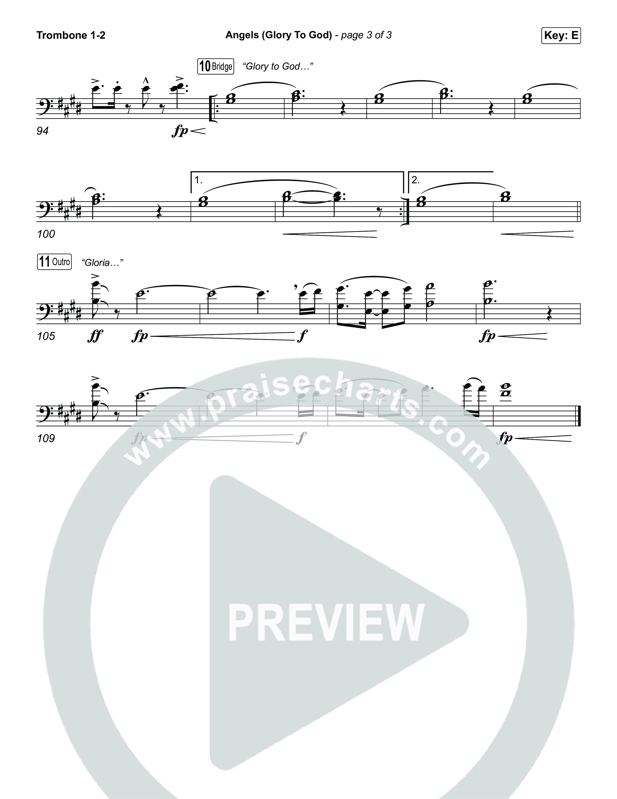 Angels (Glory To God) (Choral/SATB) Trombone 1/2 (Travis Cottrell / Arr. Mason Brown)