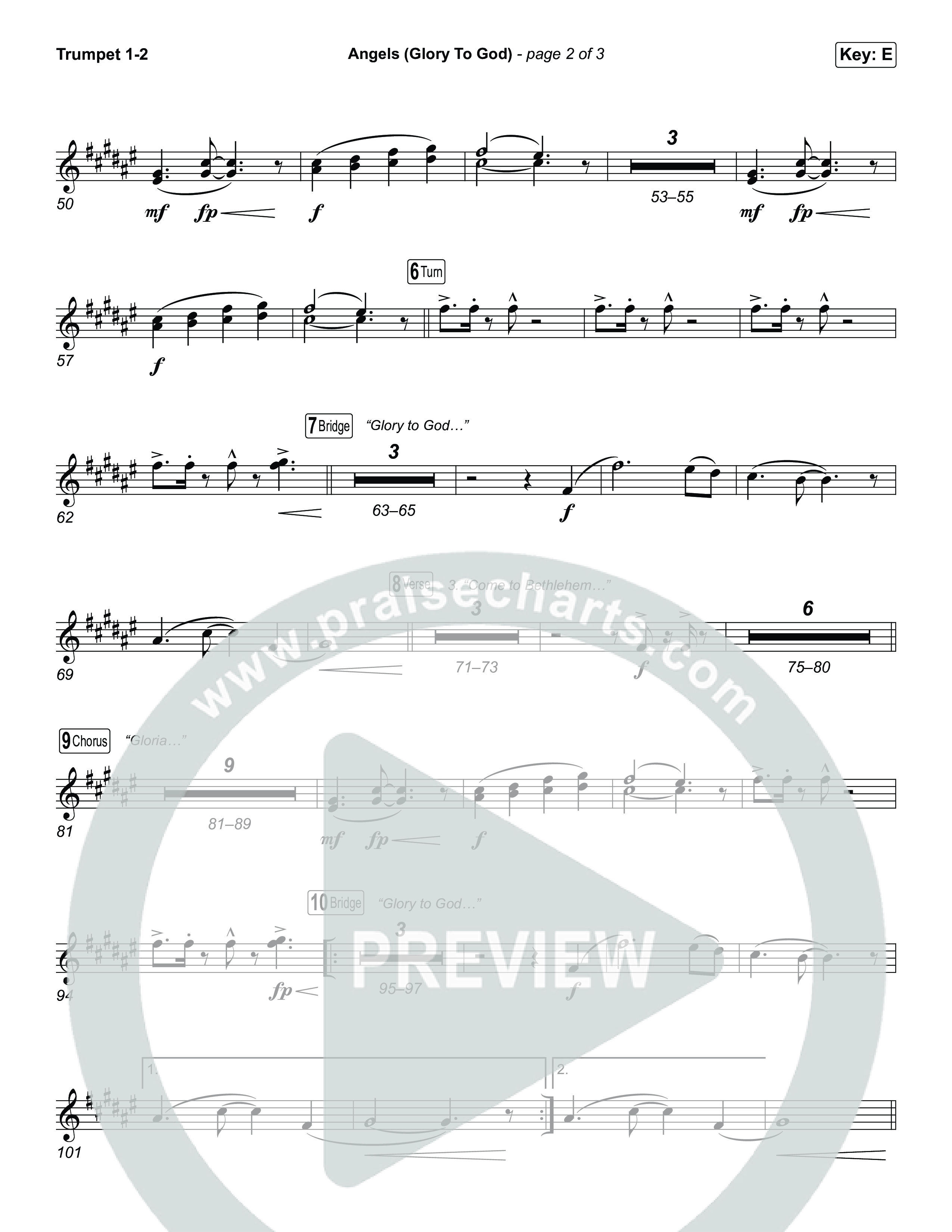 Angels (Glory To God) (Choral/SATB) Trumpet 1,2 (Travis Cottrell / Arr. Mason Brown)