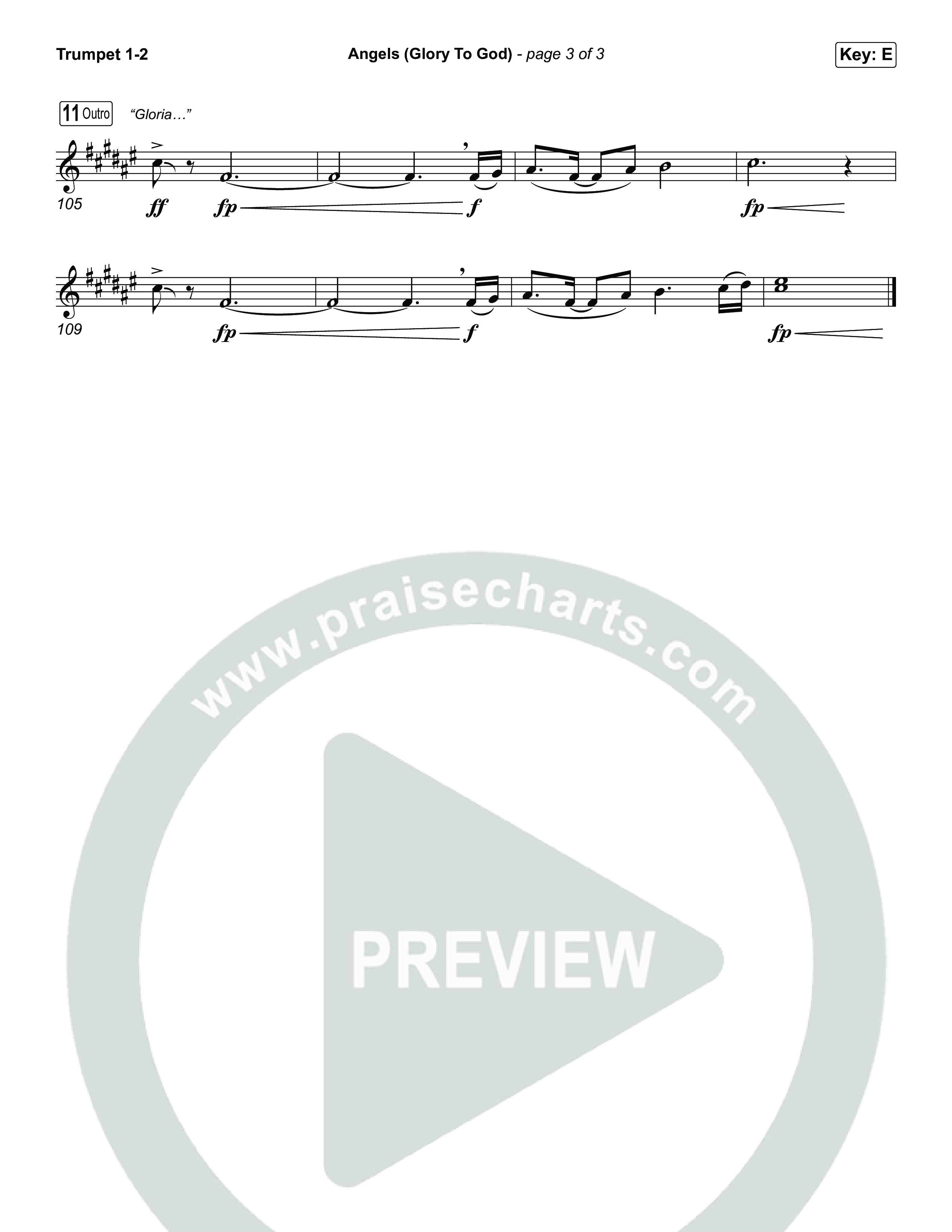 Angels (Glory To God) (Choral/SATB) Trumpet 1,2 (Travis Cottrell / Arr. Mason Brown)