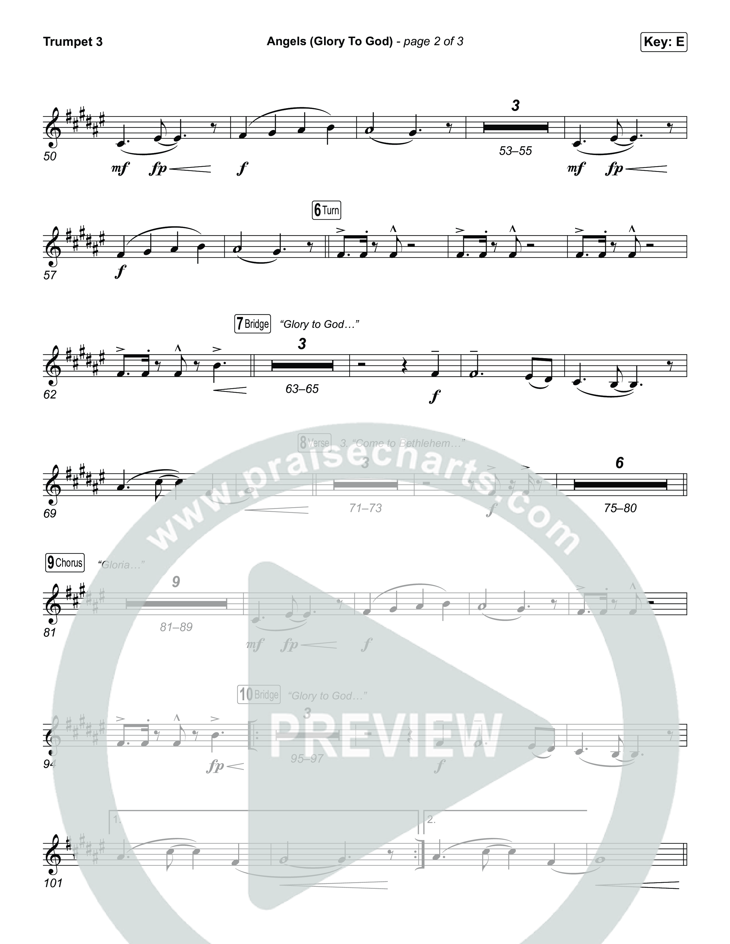 Angels (Glory To God) (Choral/SATB) Trumpet 3 (Travis Cottrell / Arr. Mason Brown)