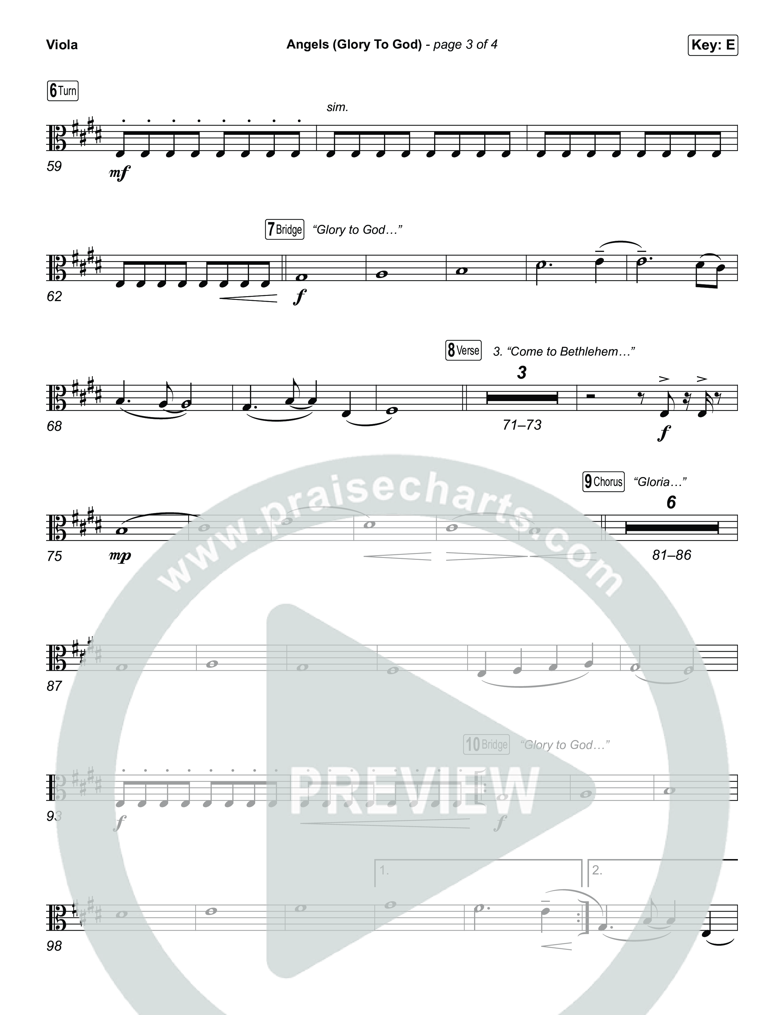 Angels (Glory To God) (Choral/SATB) Viola (Travis Cottrell / Arr. Mason Brown)