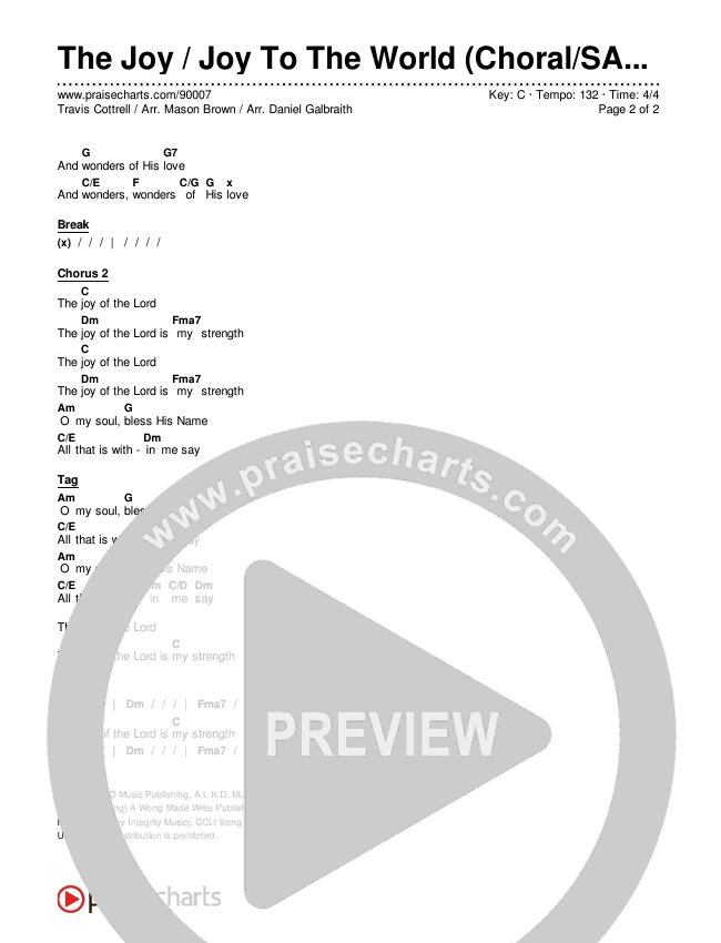 The Joy / Joy To The World (Choral/SATB) Chords & Lyrics (Travis Cottrell / Arr. Mason Brown / Arr. Daniel Galbraith)