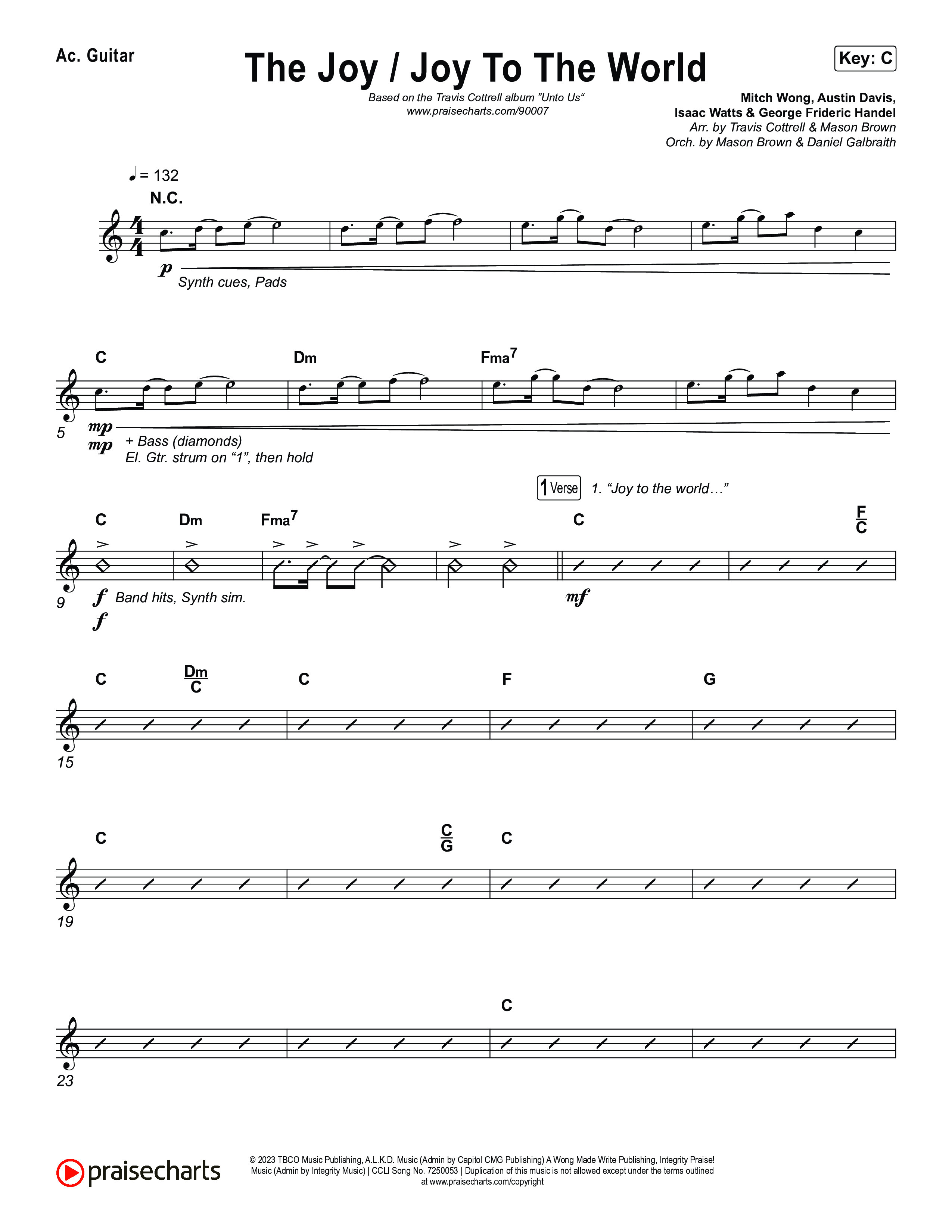 The Joy / Joy To The World (Choral/SATB) Acoustic Guitar (Travis Cottrell / Arr. Mason Brown / Arr. Daniel Galbraith)