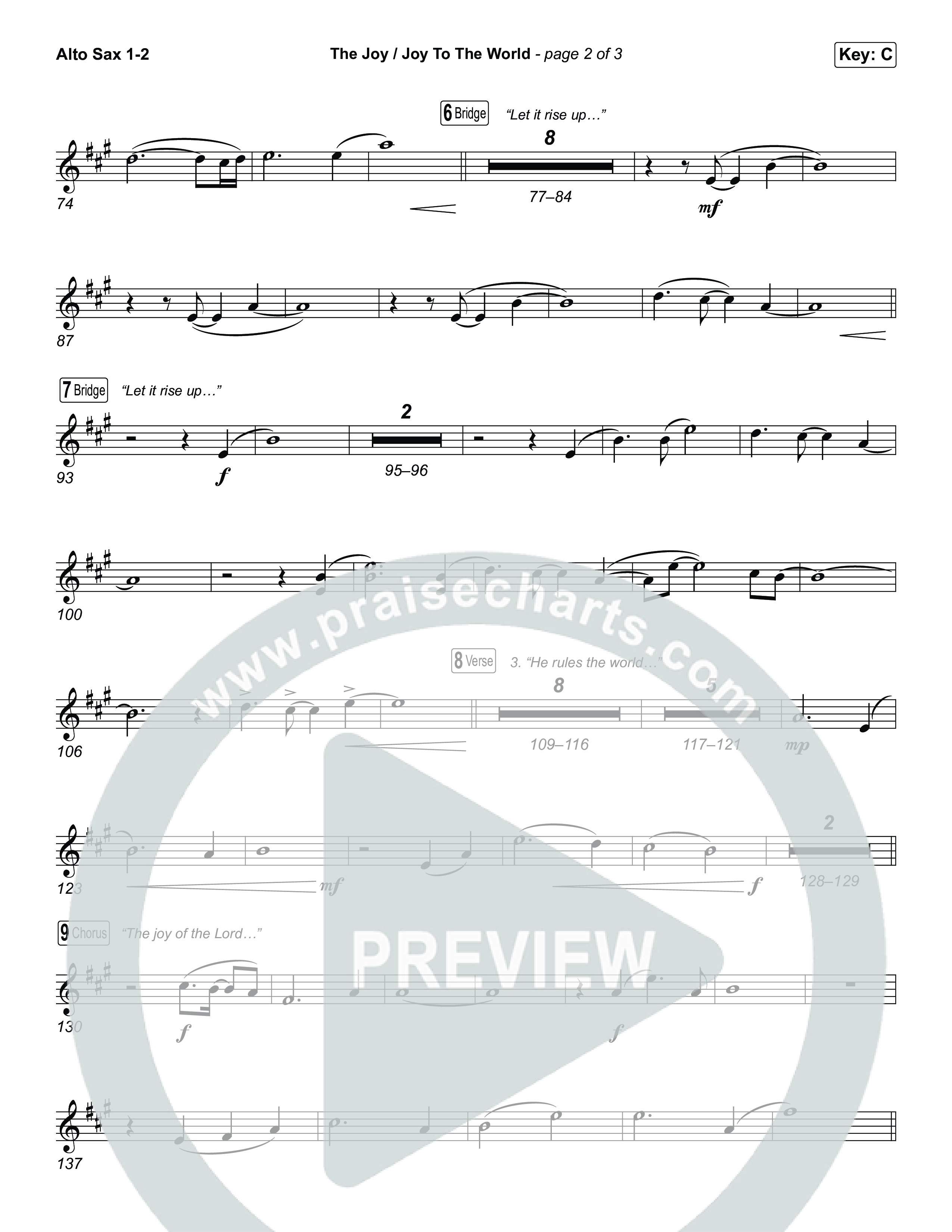 The Joy / Joy To The World (Choral/SATB) Alto Sax 1,2 (Travis Cottrell / Arr. Mason Brown / Arr. Daniel Galbraith)