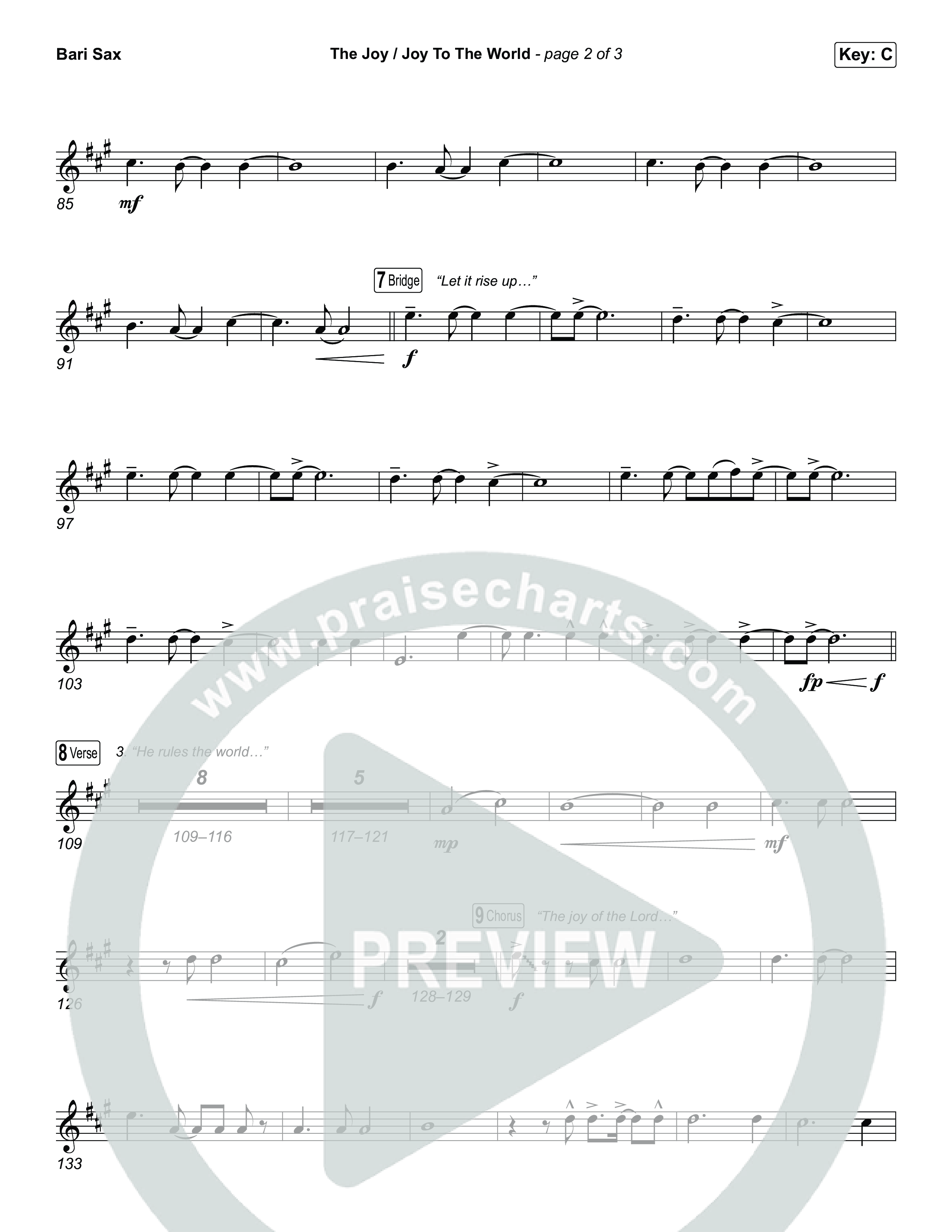 The Joy / Joy To The World (Choral/SATB) Bari Sax (Travis Cottrell / Arr. Mason Brown / Arr. Daniel Galbraith)
