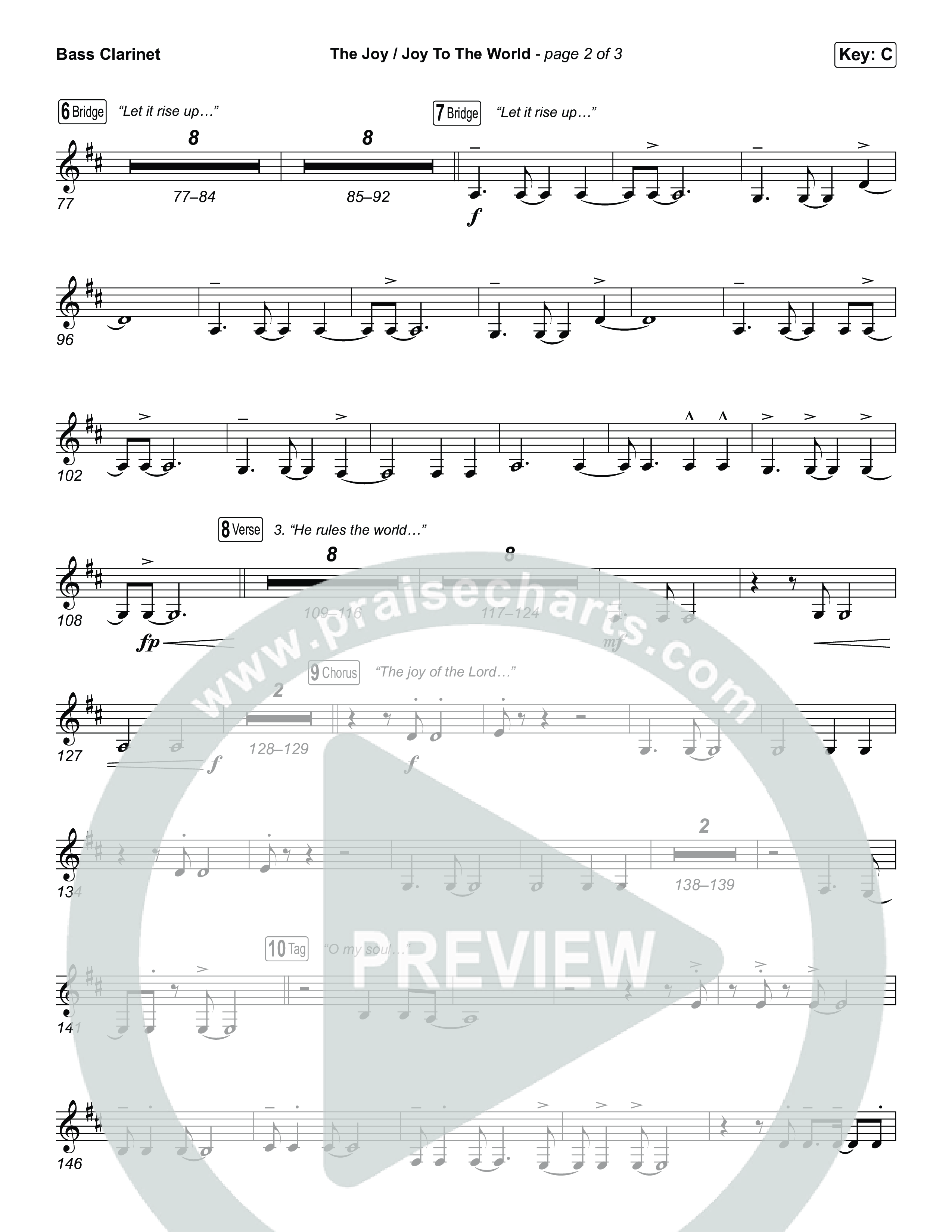 The Joy / Joy To The World (Choral/SATB) Bass Clarinet (Travis Cottrell / Arr. Mason Brown / Arr. Daniel Galbraith)
