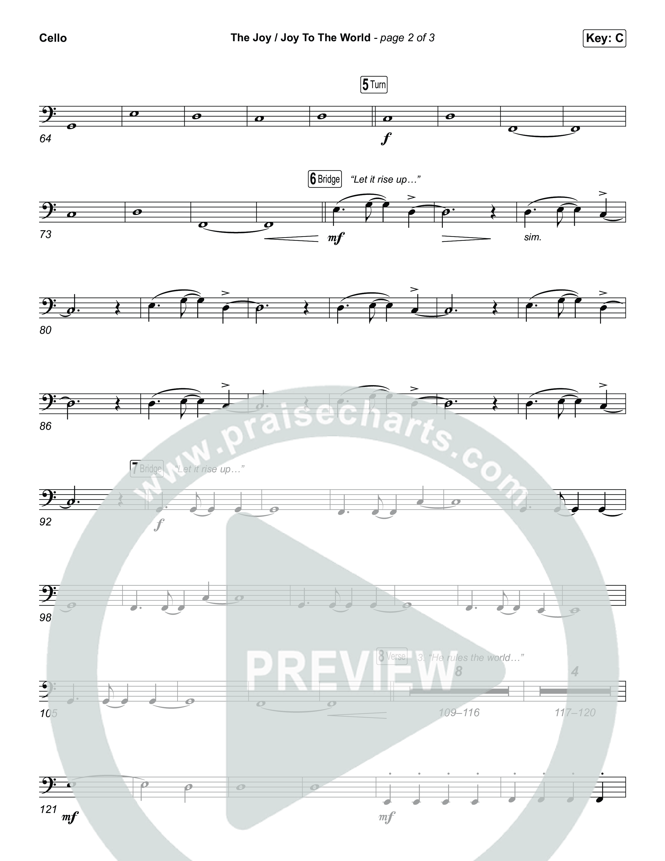 The Joy / Joy To The World (Choral/SATB) Cello (Travis Cottrell / Arr. Mason Brown / Arr. Daniel Galbraith)