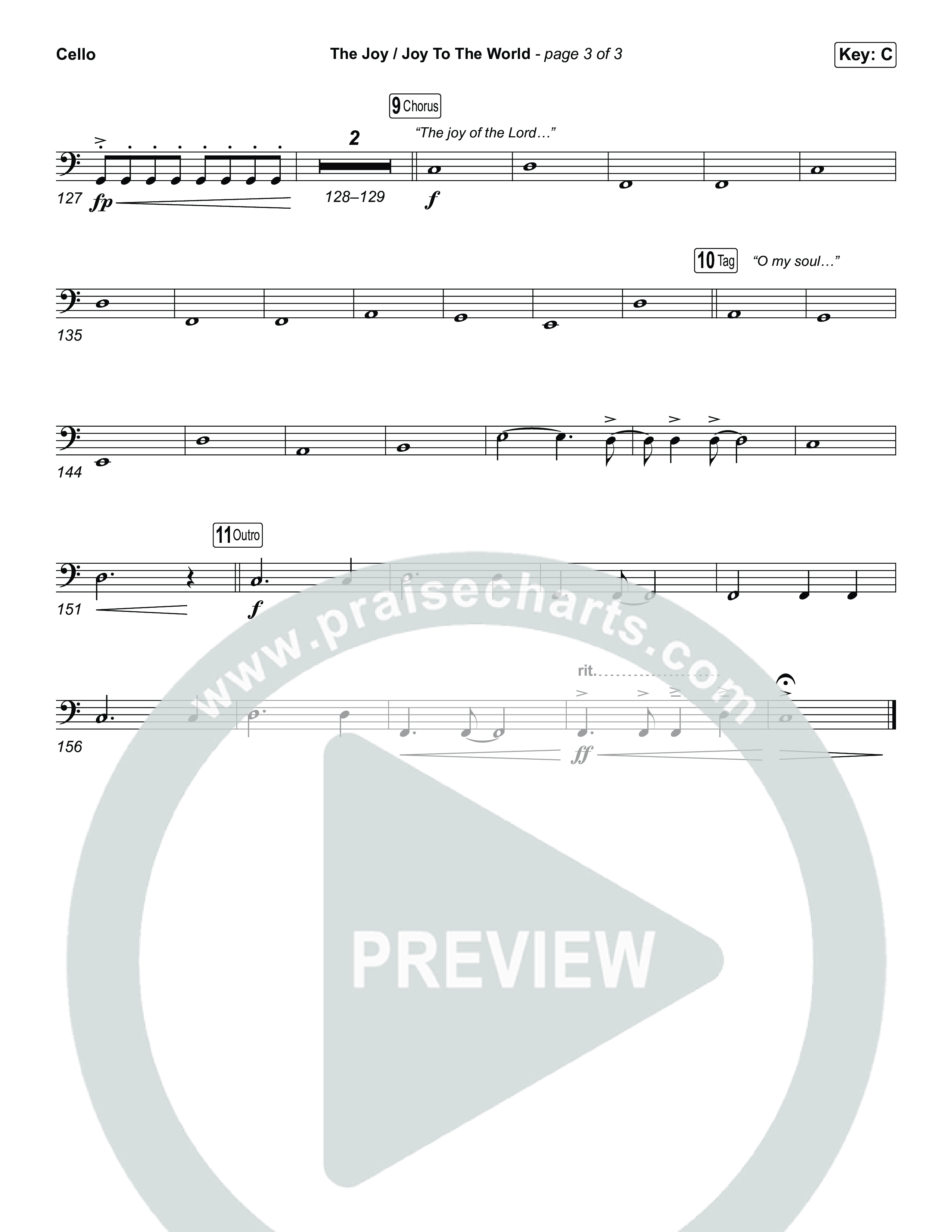 The Joy / Joy To The World (Choral/SATB) Cello (Travis Cottrell / Arr. Mason Brown / Arr. Daniel Galbraith)