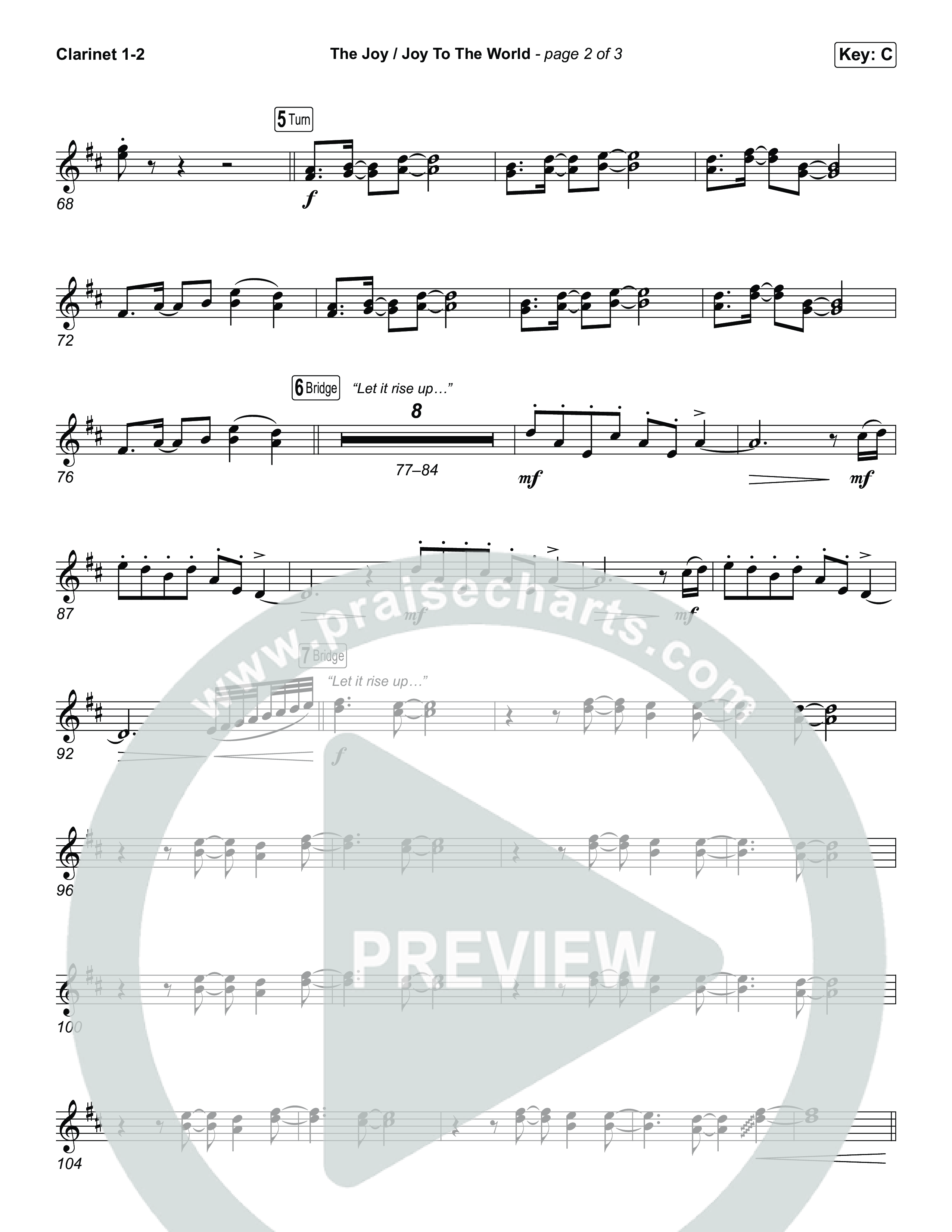 The Joy / Joy To The World (Choral/SATB) Clarinet 1,2 (Travis Cottrell / Arr. Mason Brown / Arr. Daniel Galbraith)