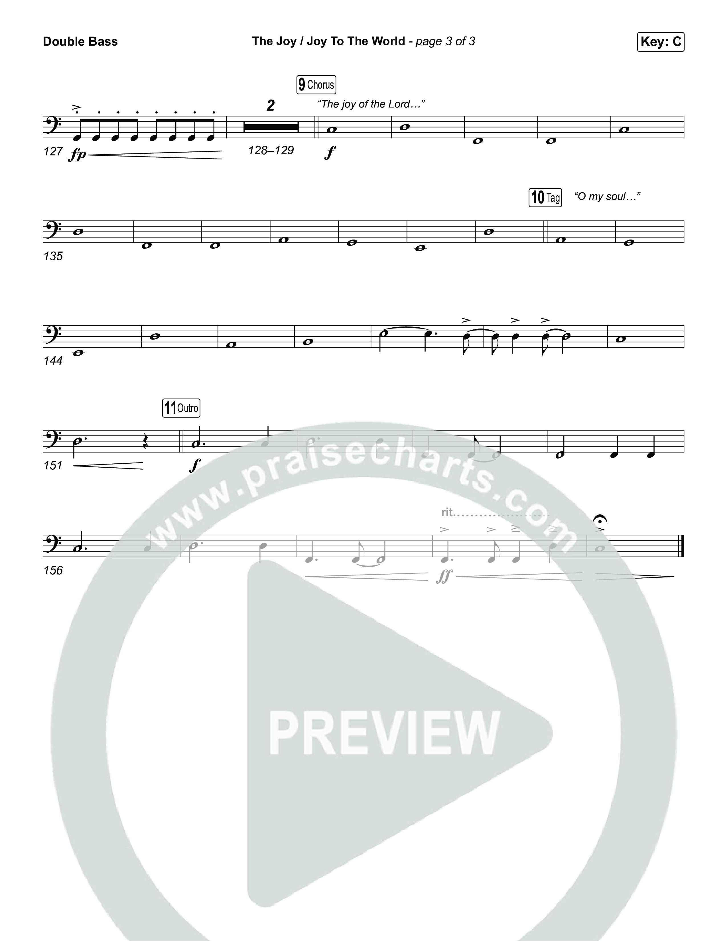 The Joy / Joy To The World (Choral/SATB) String Bass (Travis Cottrell / Arr. Mason Brown / Arr. Daniel Galbraith)