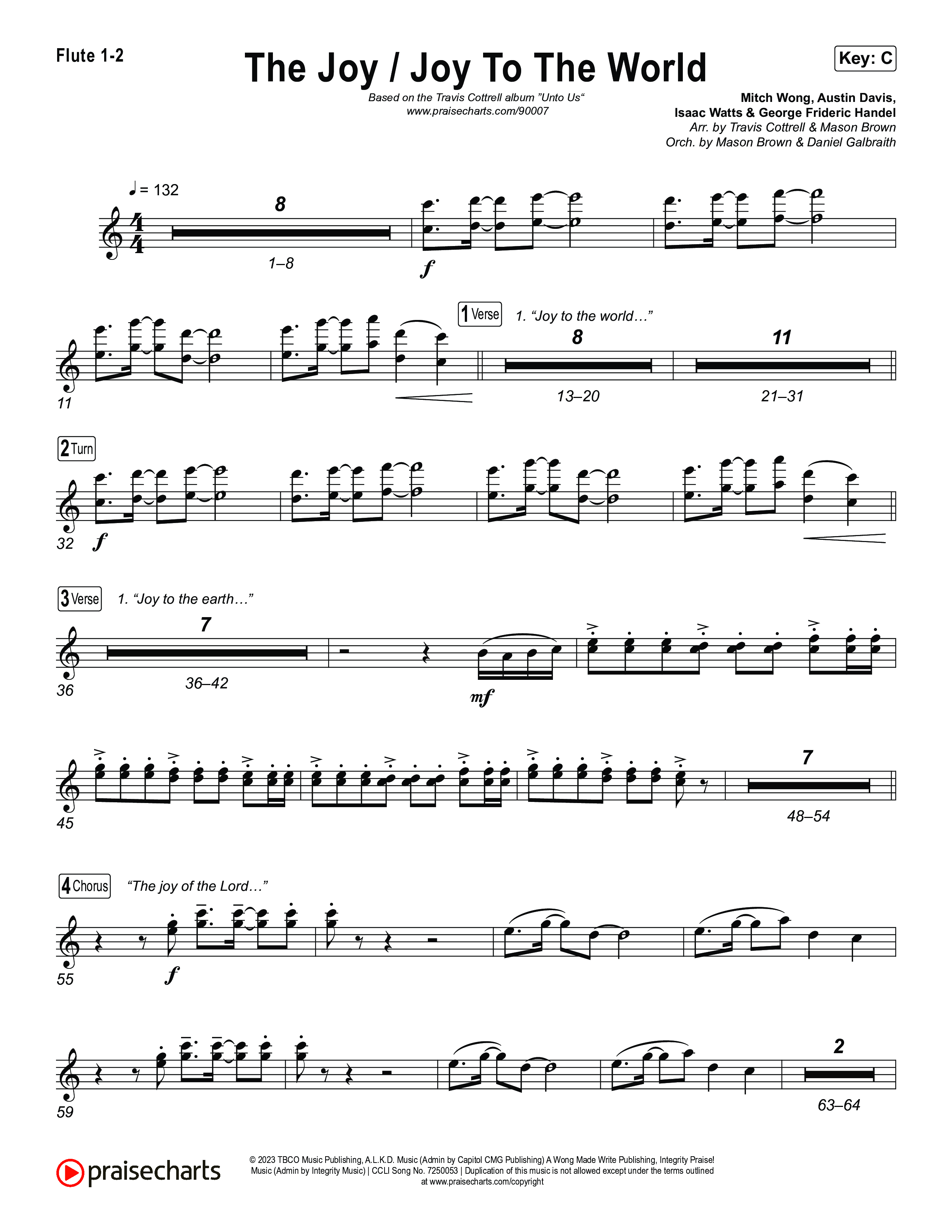The Joy / Joy To The World (Choral/SATB) Wind Pack (Travis Cottrell / Arr. Mason Brown / Arr. Daniel Galbraith)