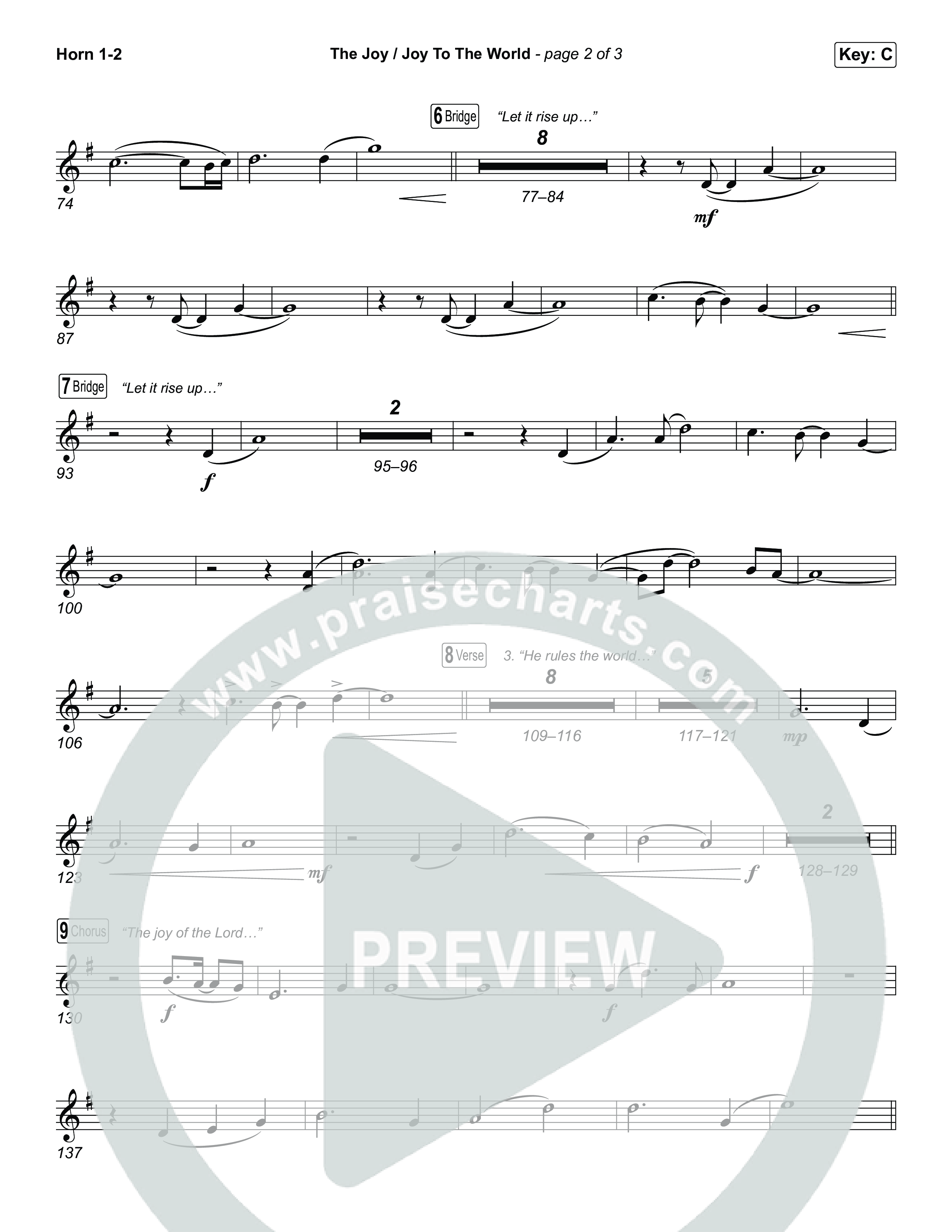 The Joy / Joy To The World (Choral/SATB) French Horn 1,2 (Travis Cottrell / Arr. Mason Brown / Arr. Daniel Galbraith)