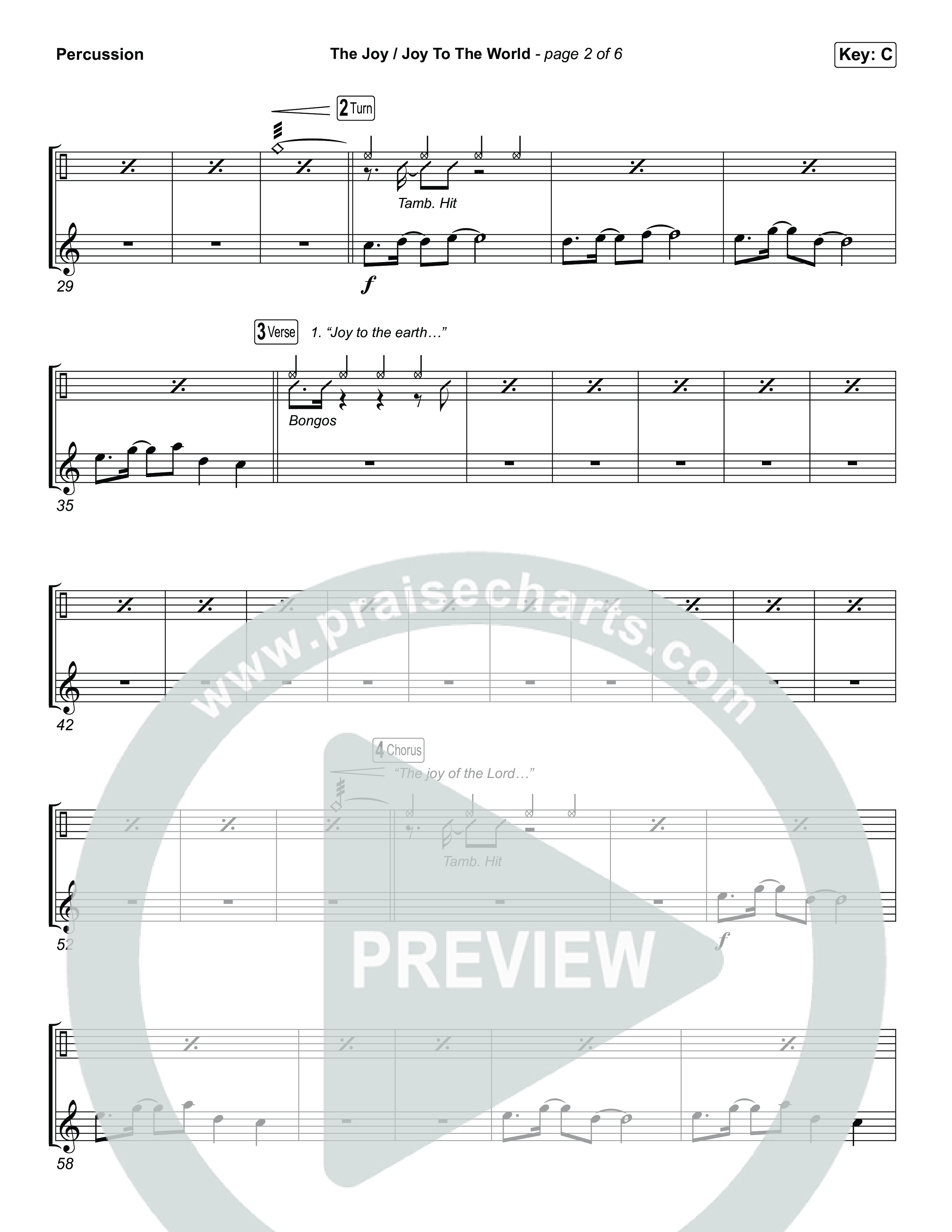 The Joy / Joy To The World (Choral/SATB) Percussion (Travis Cottrell / Arr. Mason Brown / Arr. Daniel Galbraith)