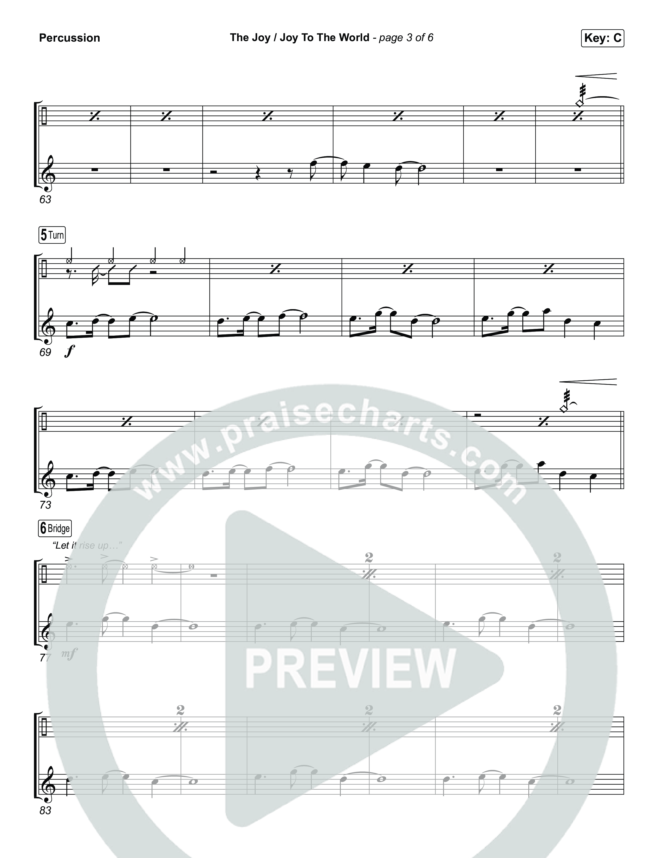 The Joy / Joy To The World (Choral/SATB) Percussion (Travis Cottrell / Arr. Mason Brown / Arr. Daniel Galbraith)