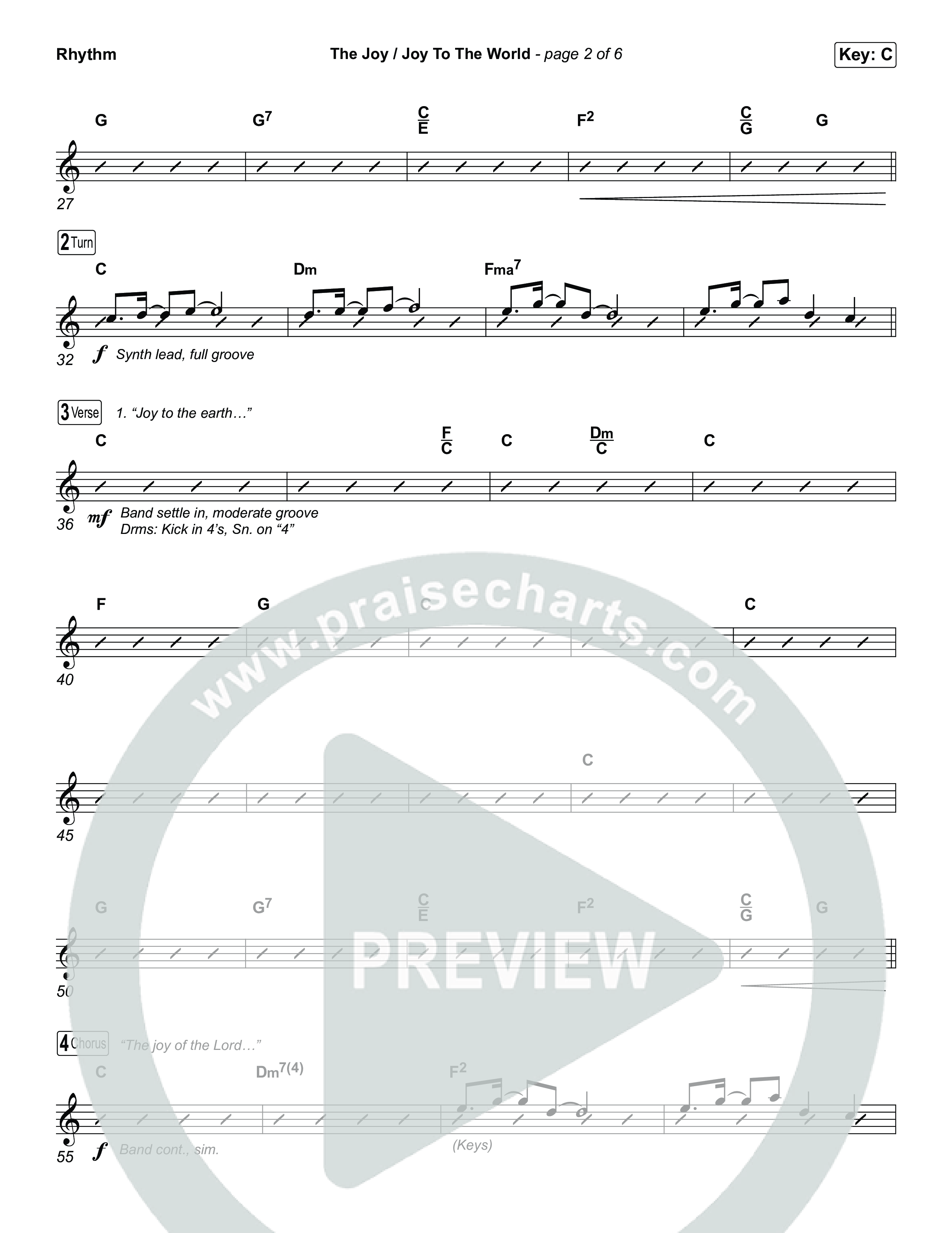 The Joy / Joy To The World (Choral/SATB) Rhythm Chart (Travis Cottrell / Arr. Mason Brown / Arr. Daniel Galbraith)