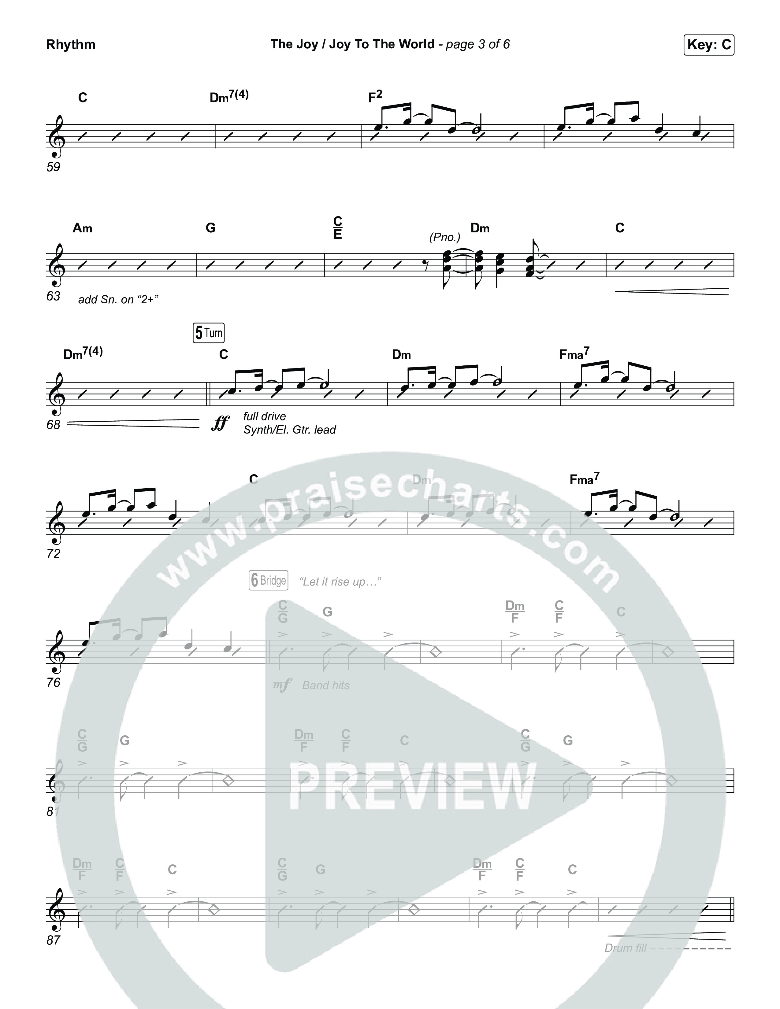 The Joy / Joy To The World (Choral/SATB) Rhythm Chart (Travis Cottrell / Arr. Mason Brown / Arr. Daniel Galbraith)