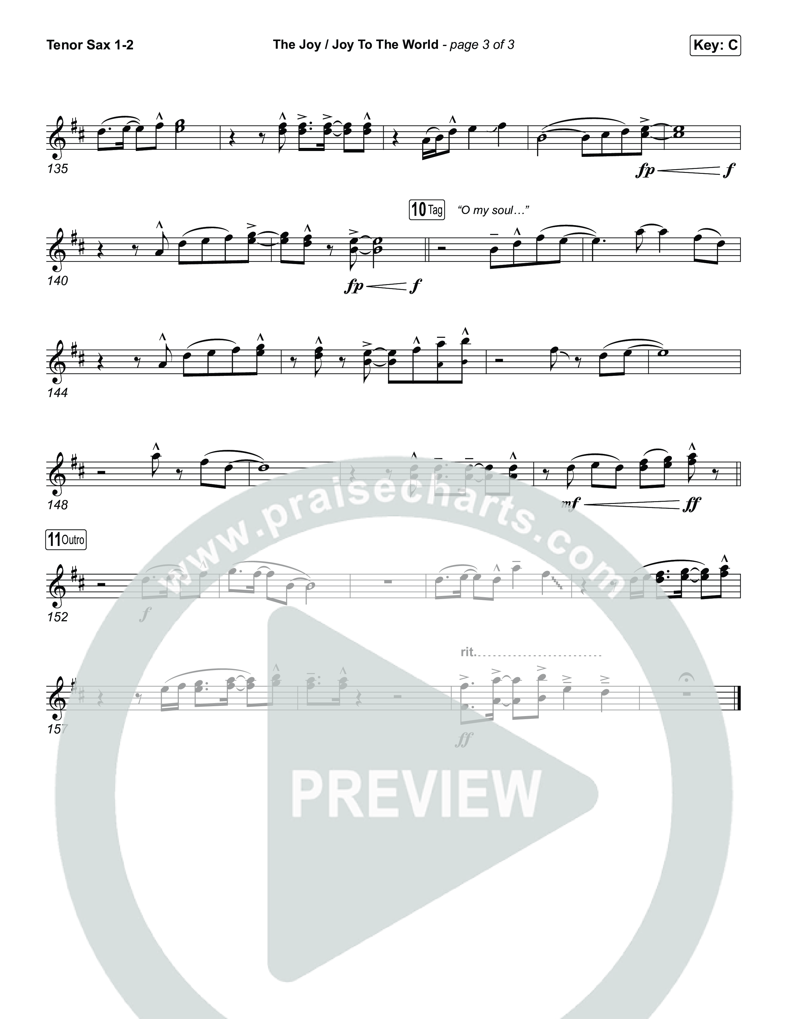 The Joy / Joy To The World (Choral/SATB) Tenor Sax 1,2 (Travis Cottrell / Arr. Mason Brown / Arr. Daniel Galbraith)