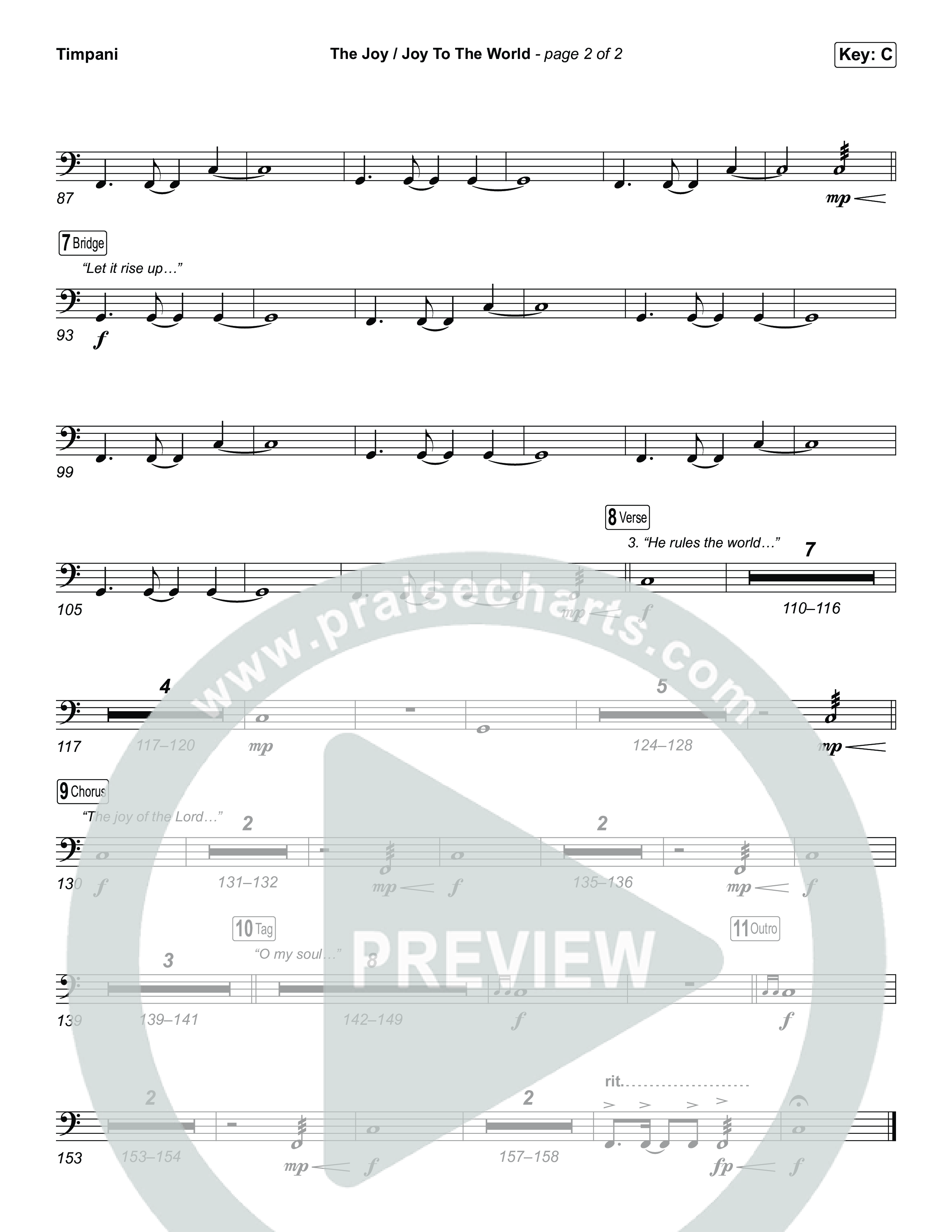 The Joy / Joy To The World (Choral/SATB) Timpani (Travis Cottrell / Arr. Mason Brown / Arr. Daniel Galbraith)
