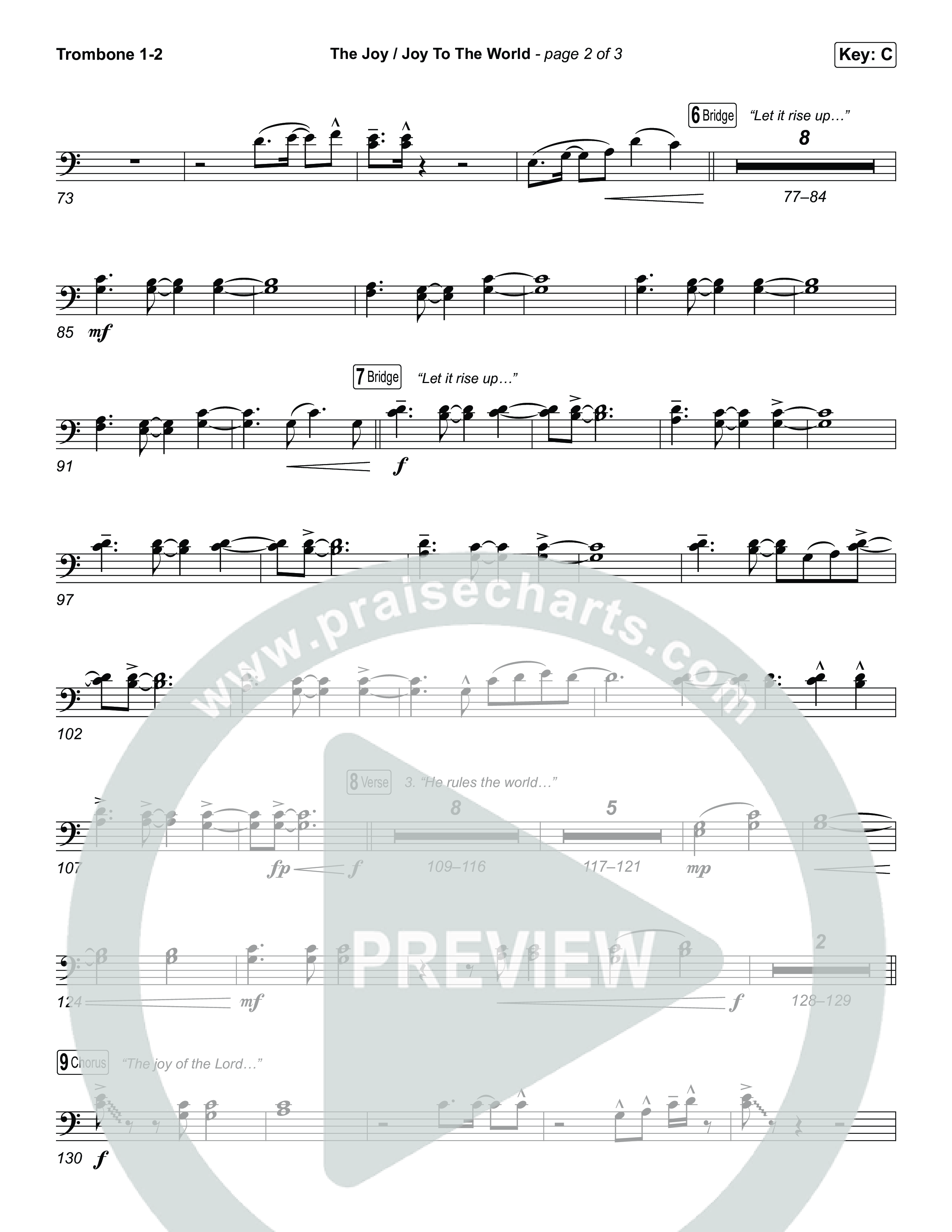 The Joy / Joy To The World (Choral/SATB) Trombone 1,2 (Travis Cottrell / Arr. Mason Brown / Arr. Daniel Galbraith)