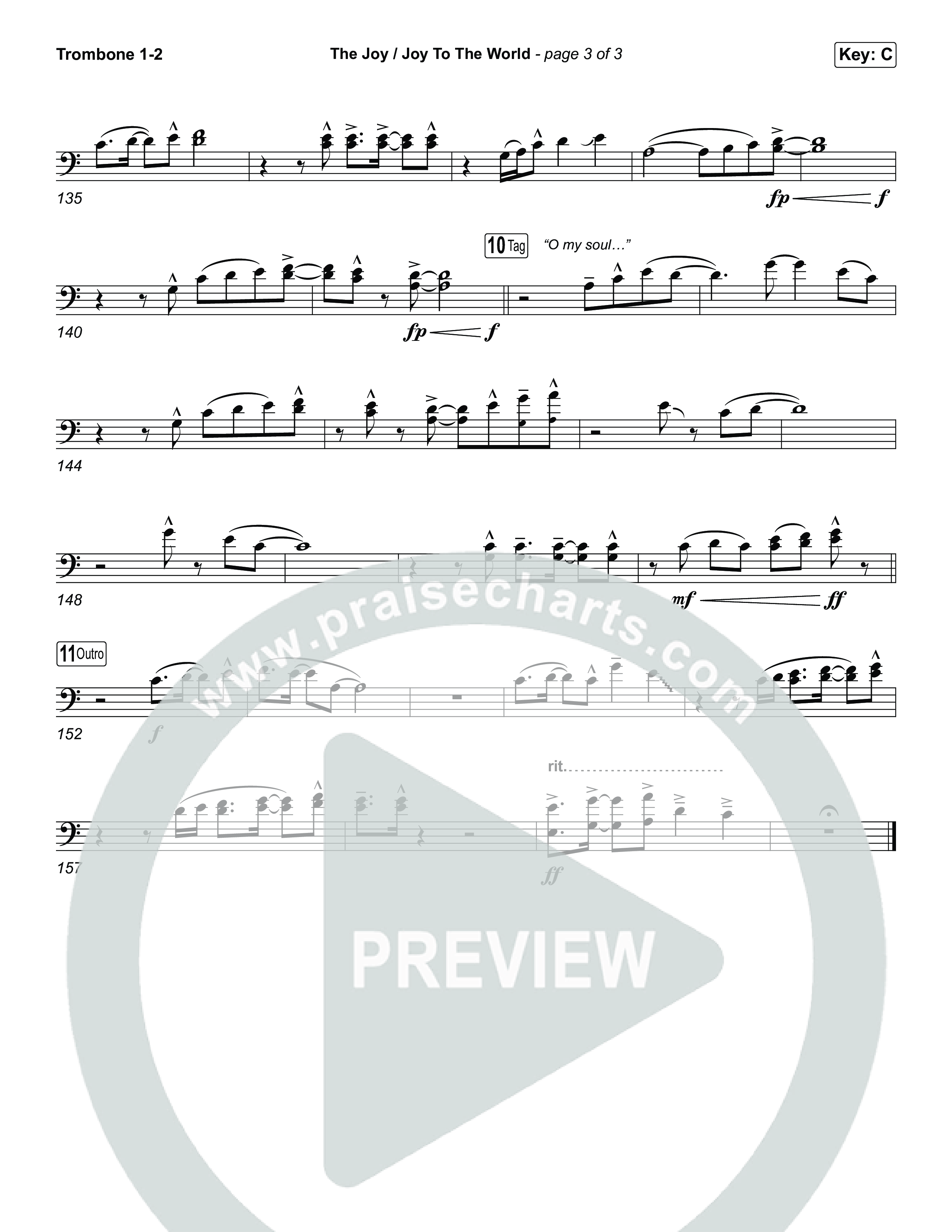 The Joy / Joy To The World (Choral/SATB) Trombone 1,2 (Travis Cottrell / Arr. Mason Brown / Arr. Daniel Galbraith)