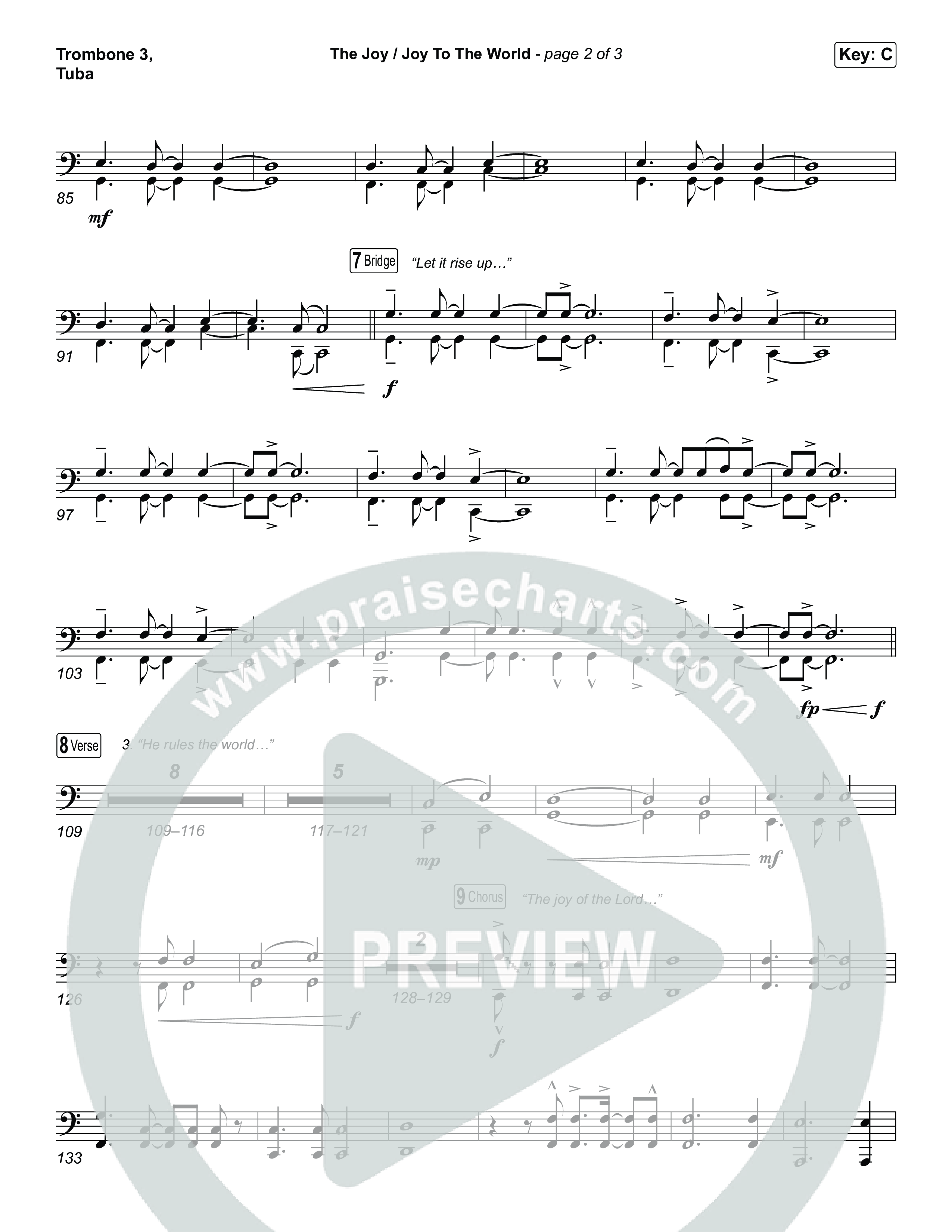 The Joy / Joy To The World (Choral/SATB) Trombone 3/Tuba (Travis Cottrell / Arr. Mason Brown / Arr. Daniel Galbraith)