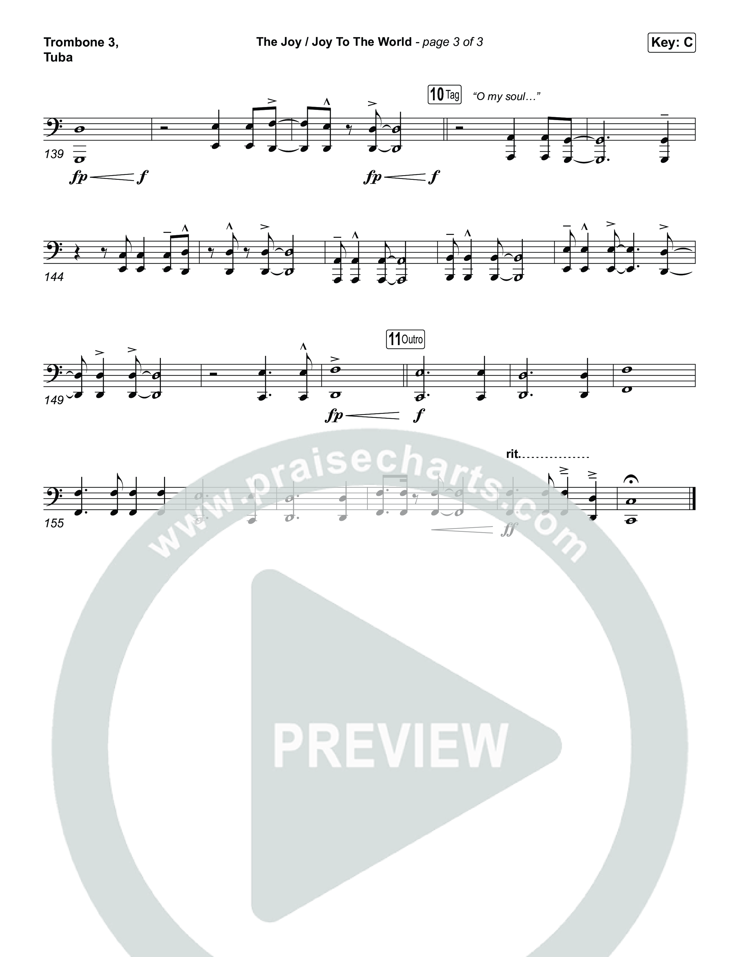 The Joy / Joy To The World (Choral/SATB) Trombone 3/Tuba (Travis Cottrell / Arr. Mason Brown / Arr. Daniel Galbraith)