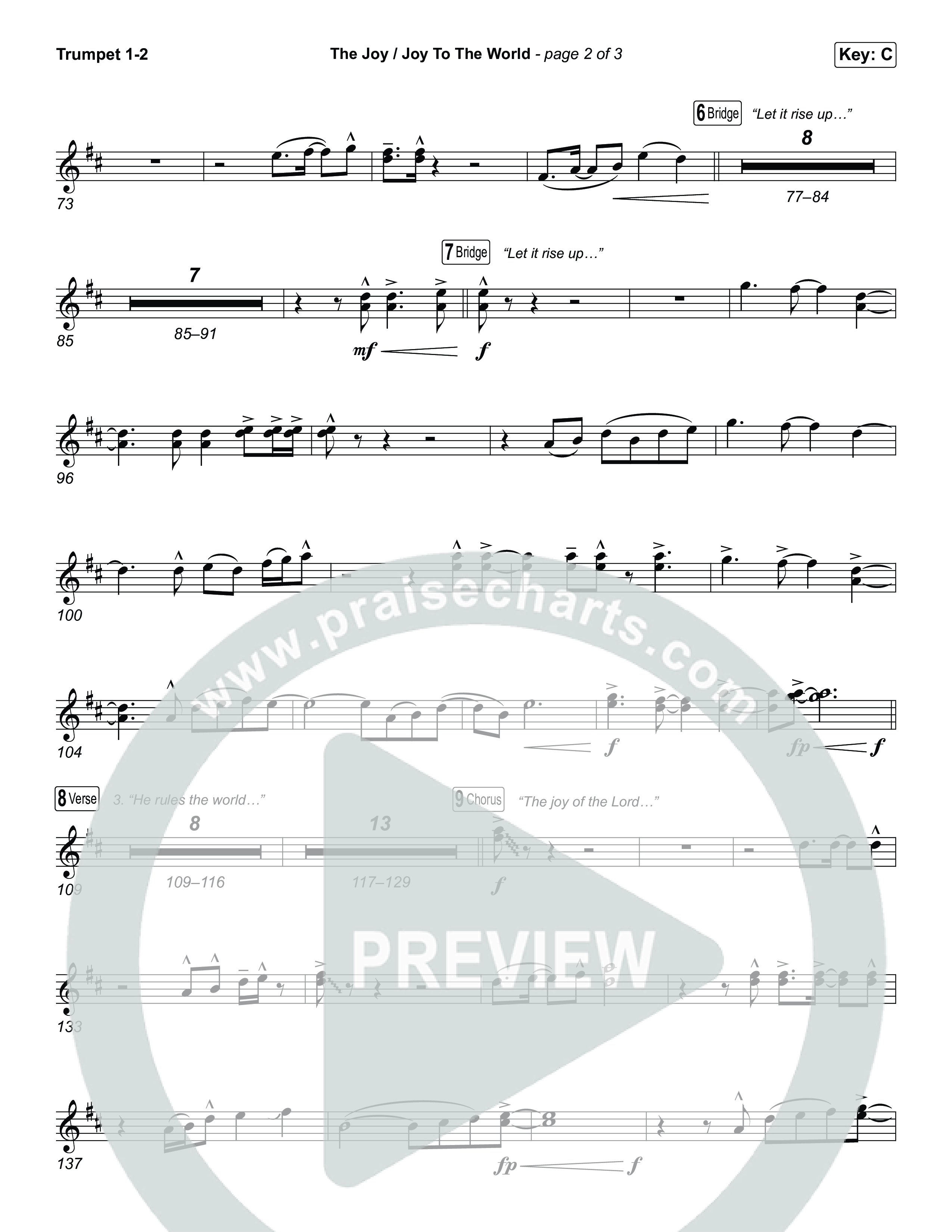 The Joy / Joy To The World (Choral/SATB) Trumpet 1,2 (Travis Cottrell / Arr. Mason Brown / Arr. Daniel Galbraith)