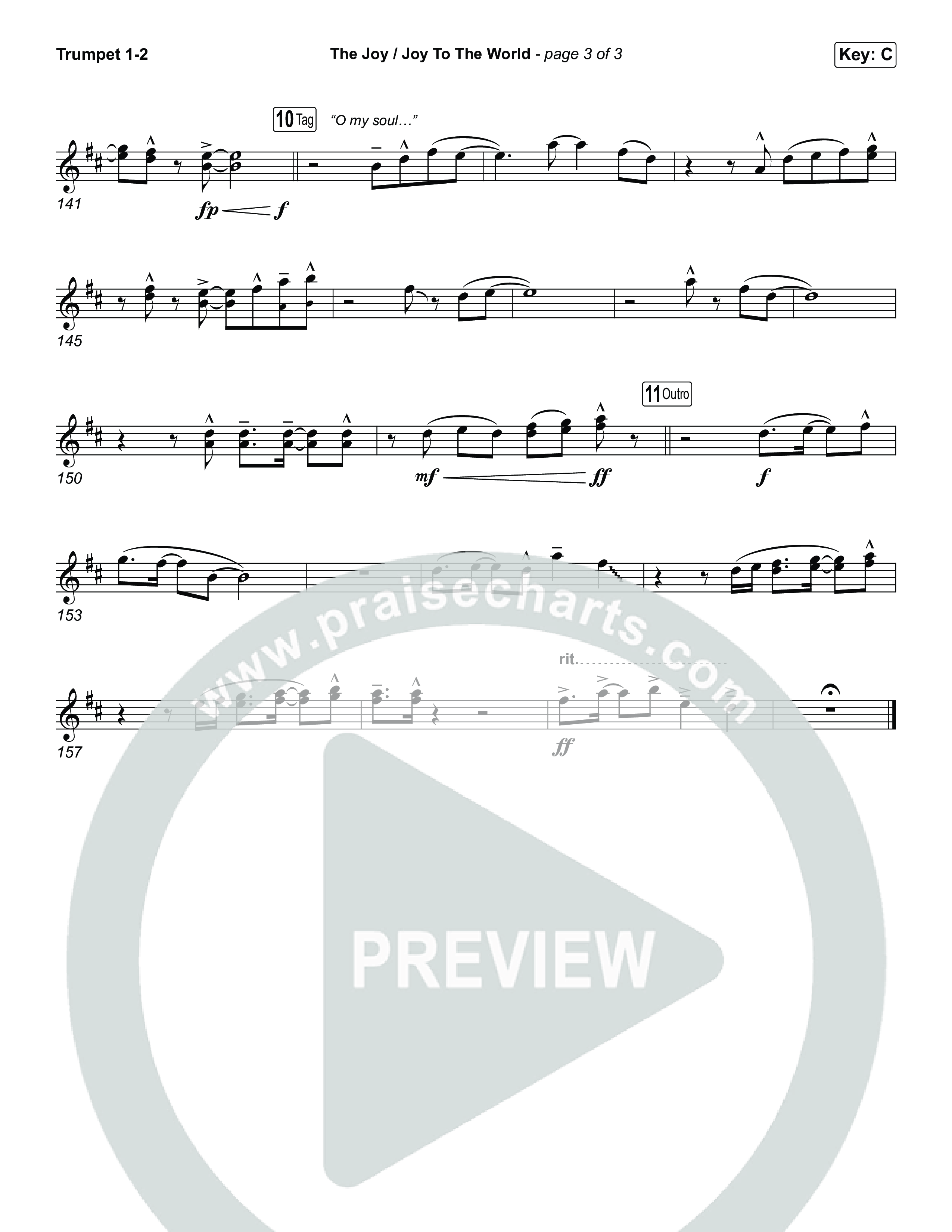 The Joy / Joy To The World (Choral/SATB) Trumpet 1,2 (Travis Cottrell / Arr. Mason Brown / Arr. Daniel Galbraith)