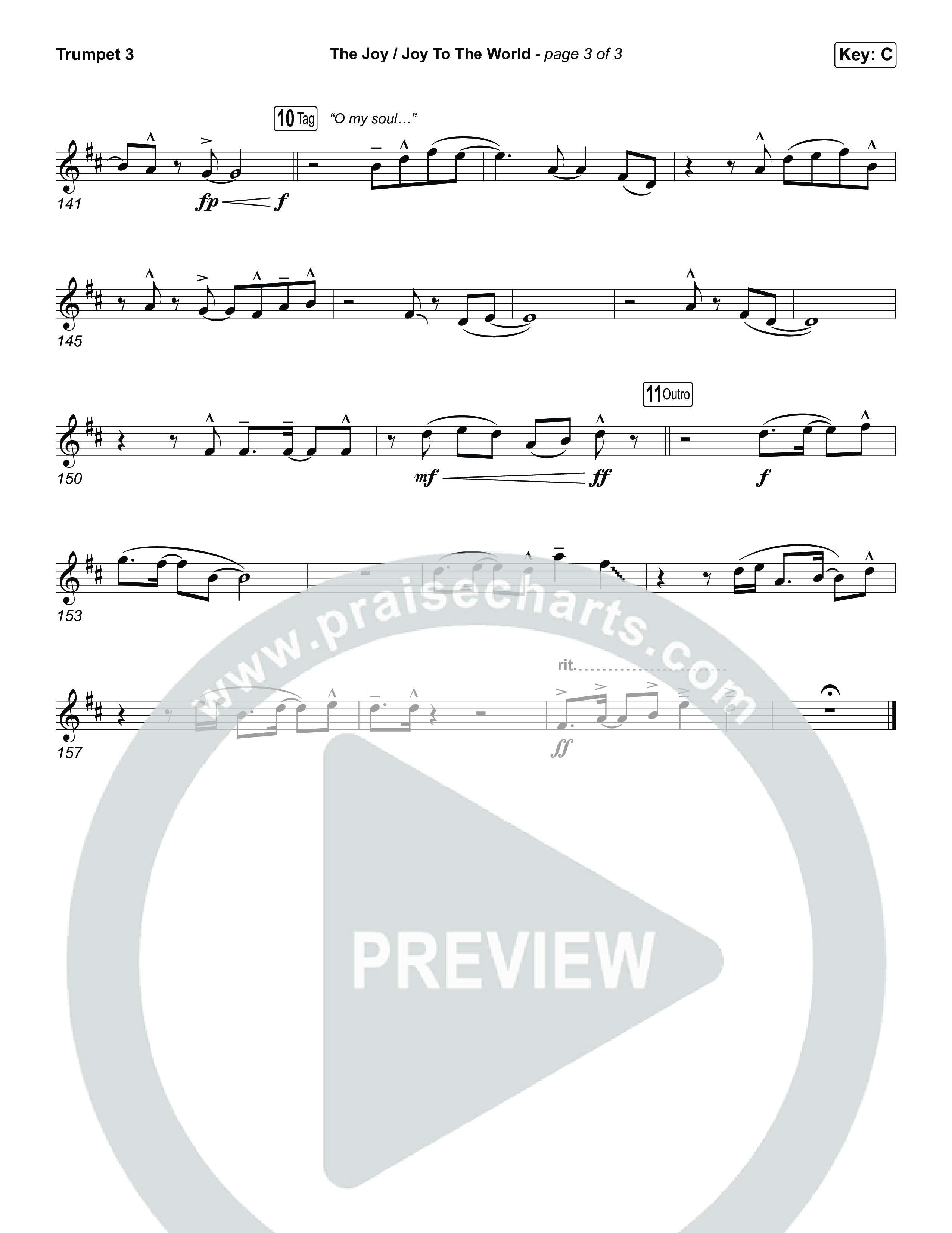 The Joy / Joy To The World (Choral/SATB) Trumpet 3 (Travis Cottrell / Arr. Mason Brown / Arr. Daniel Galbraith)