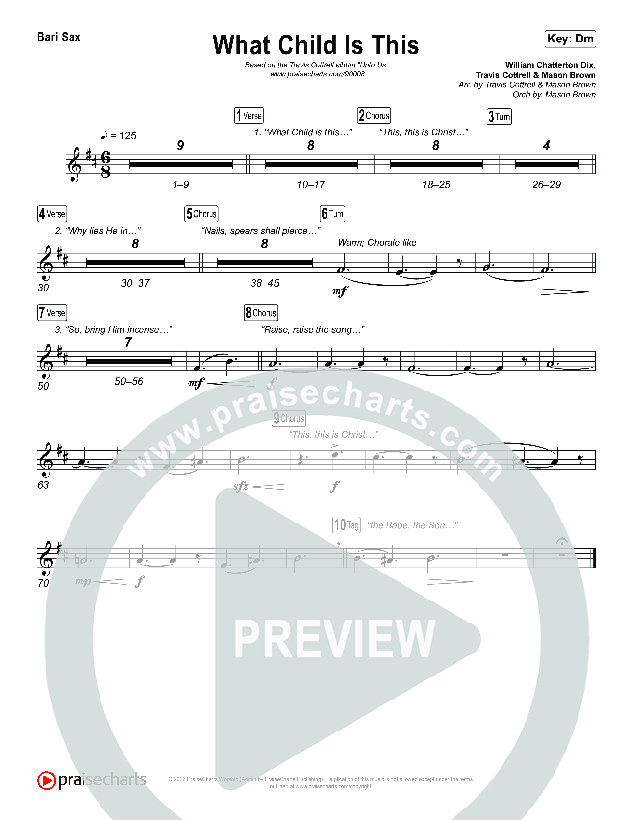 What Child Is This (Choral/SATB) Bari Sax (Travis Cottrell / Arr. Mason Brown)
