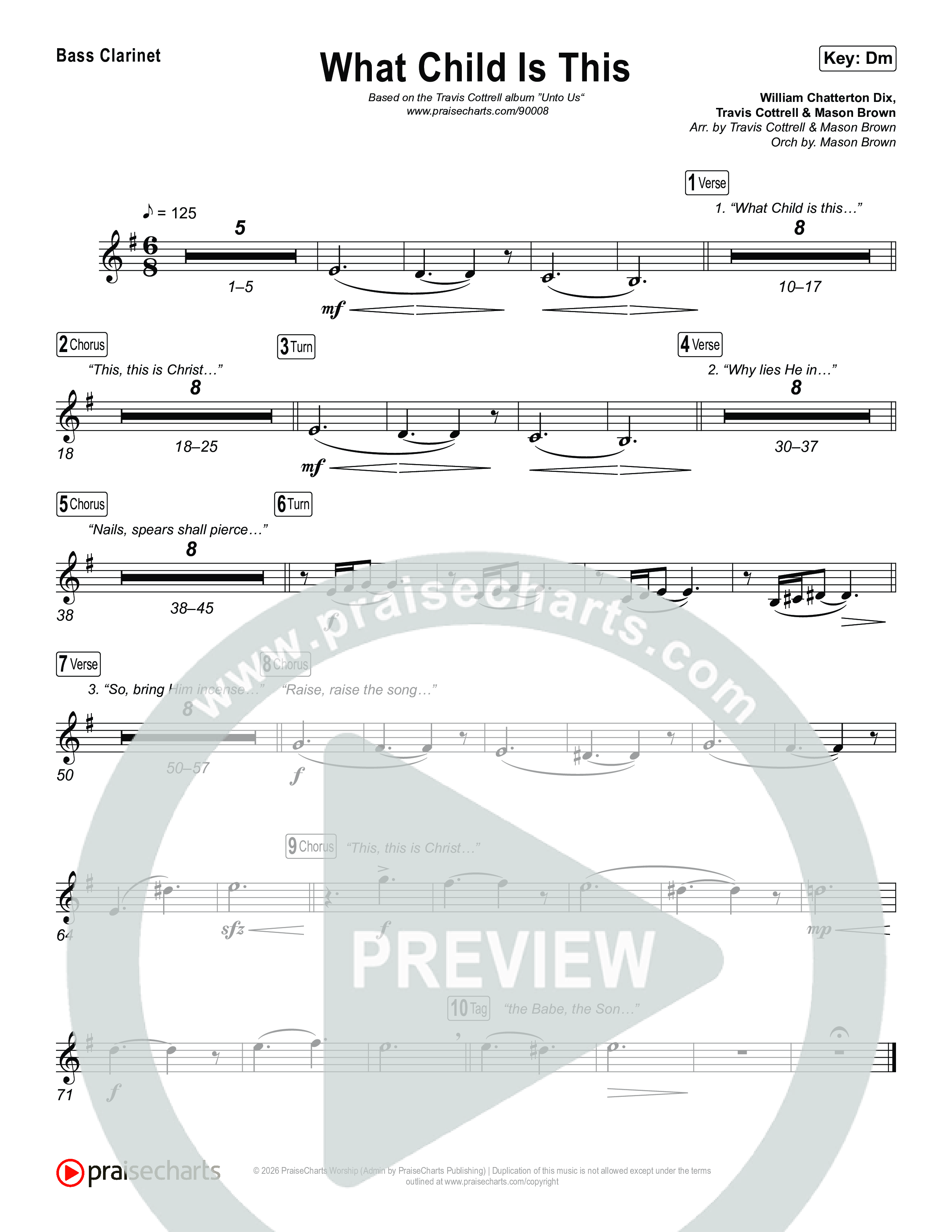 What Child Is This (Choral/SATB) Clarinet 1,2 (Travis Cottrell / Arr. Mason Brown)