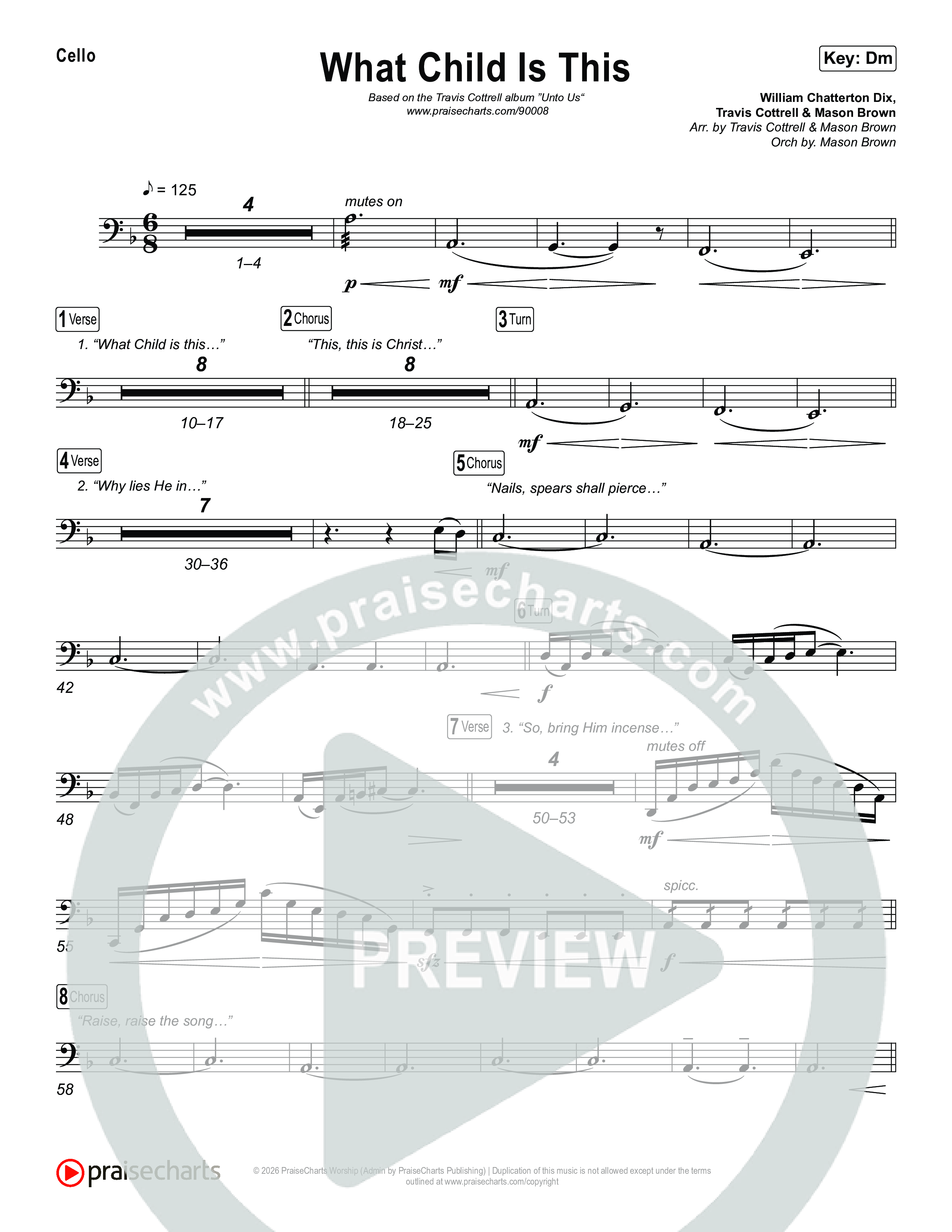 What Child Is This (Choral/SATB) Cello (Travis Cottrell / Arr. Mason Brown)