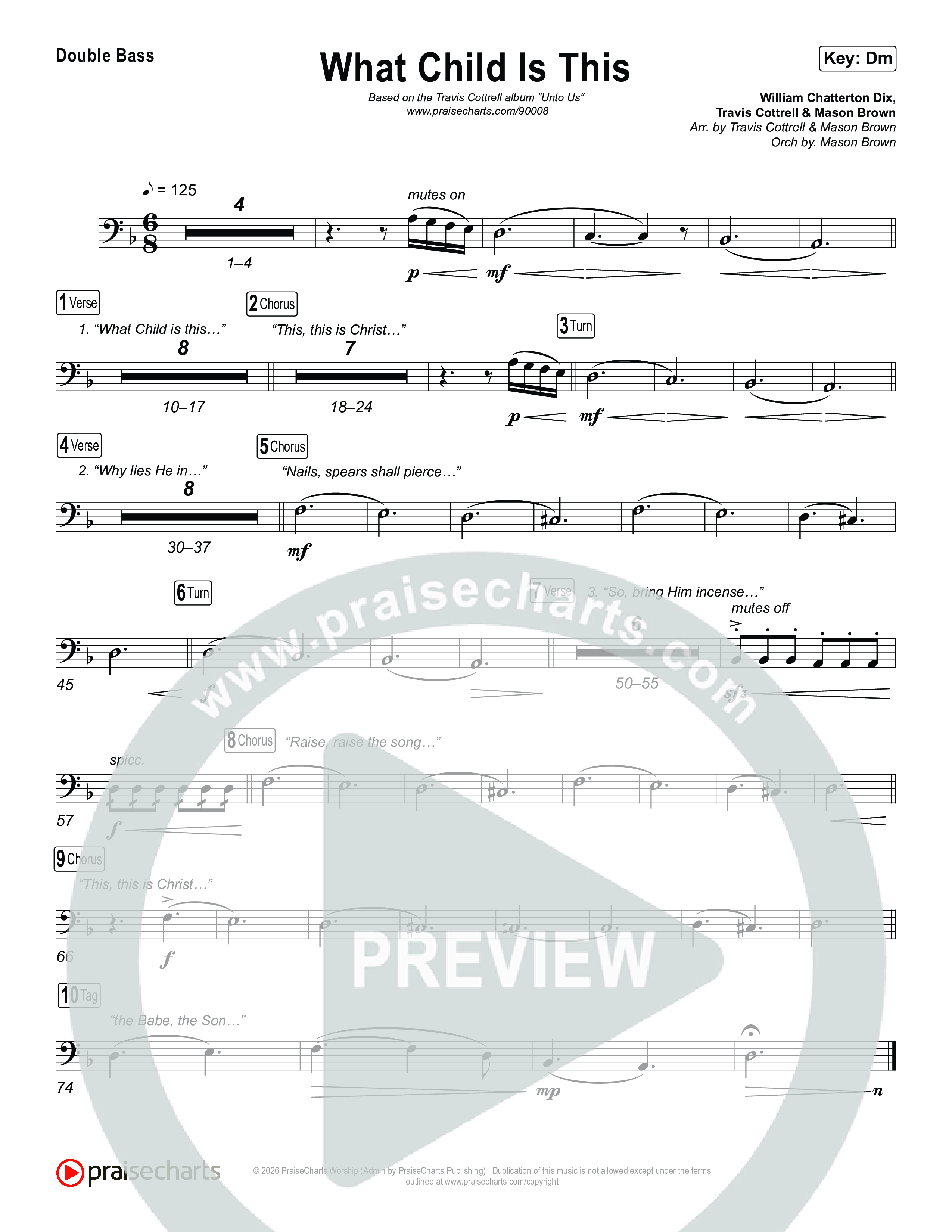 What Child Is This (Choral/SATB) String Bass (Travis Cottrell / Arr. Mason Brown)