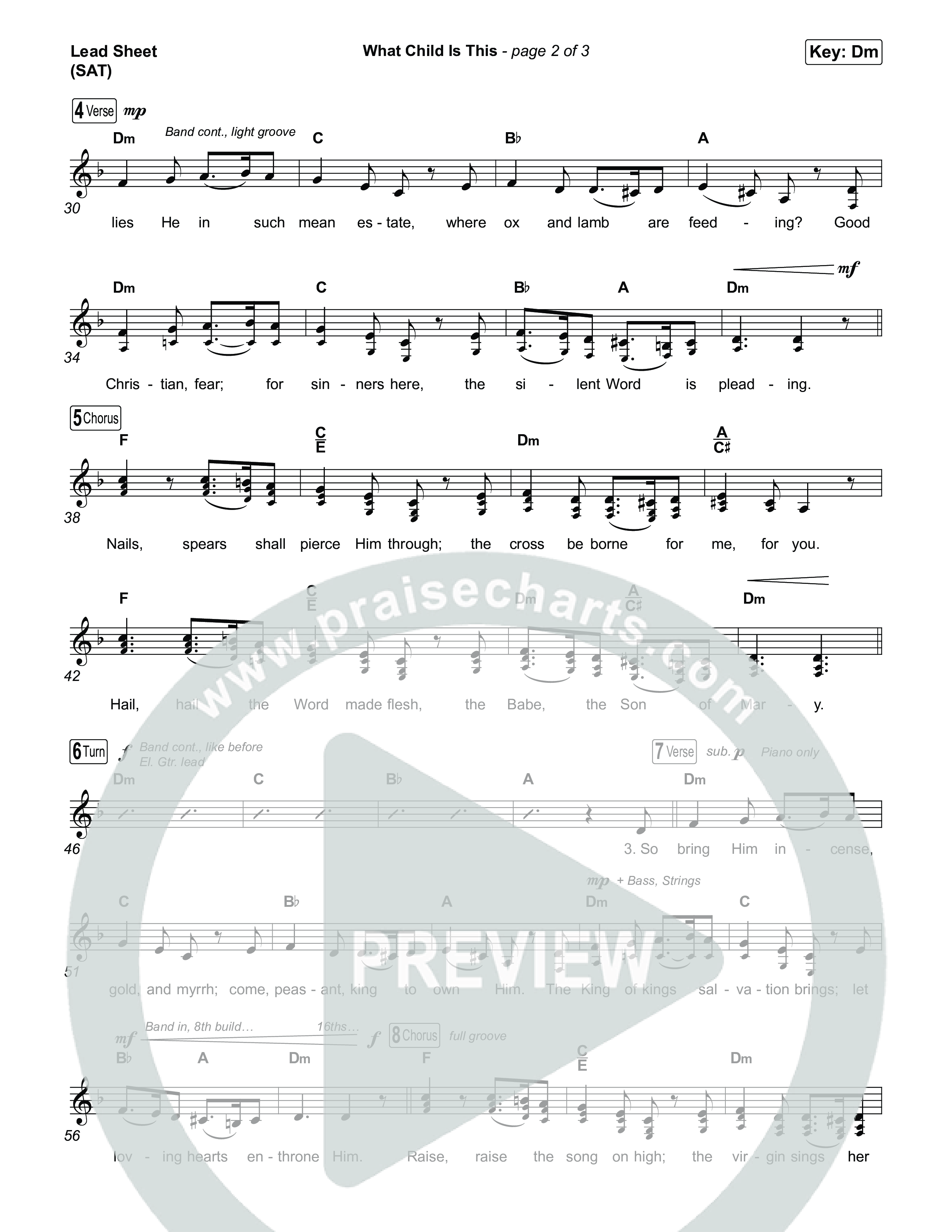 What Child Is This (Choral/SATB) Lead Sheet (SAT) (Travis Cottrell / Arr. Mason Brown)