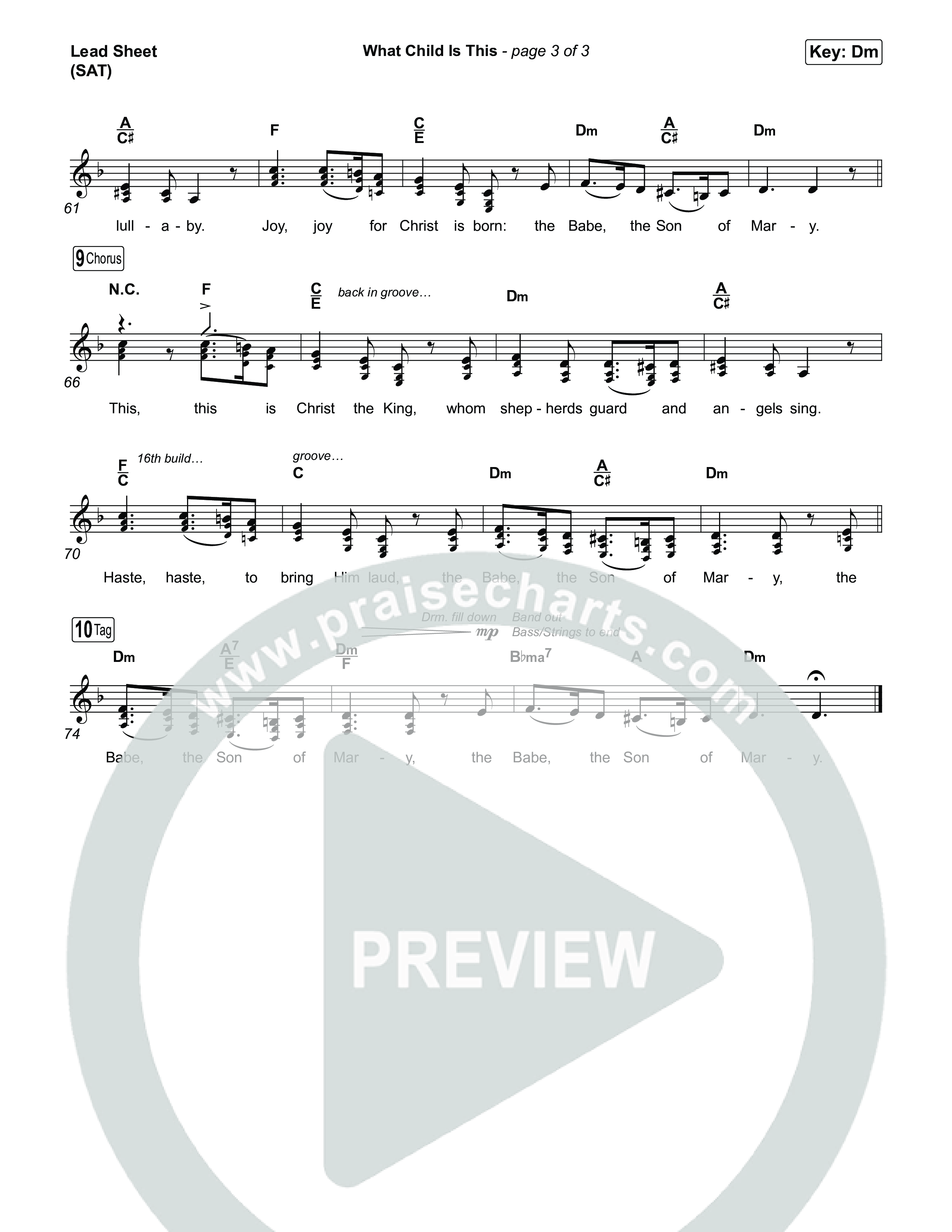 What Child Is This (Choral/SATB) Lead Sheet (SAT) (Travis Cottrell / Arr. Mason Brown)