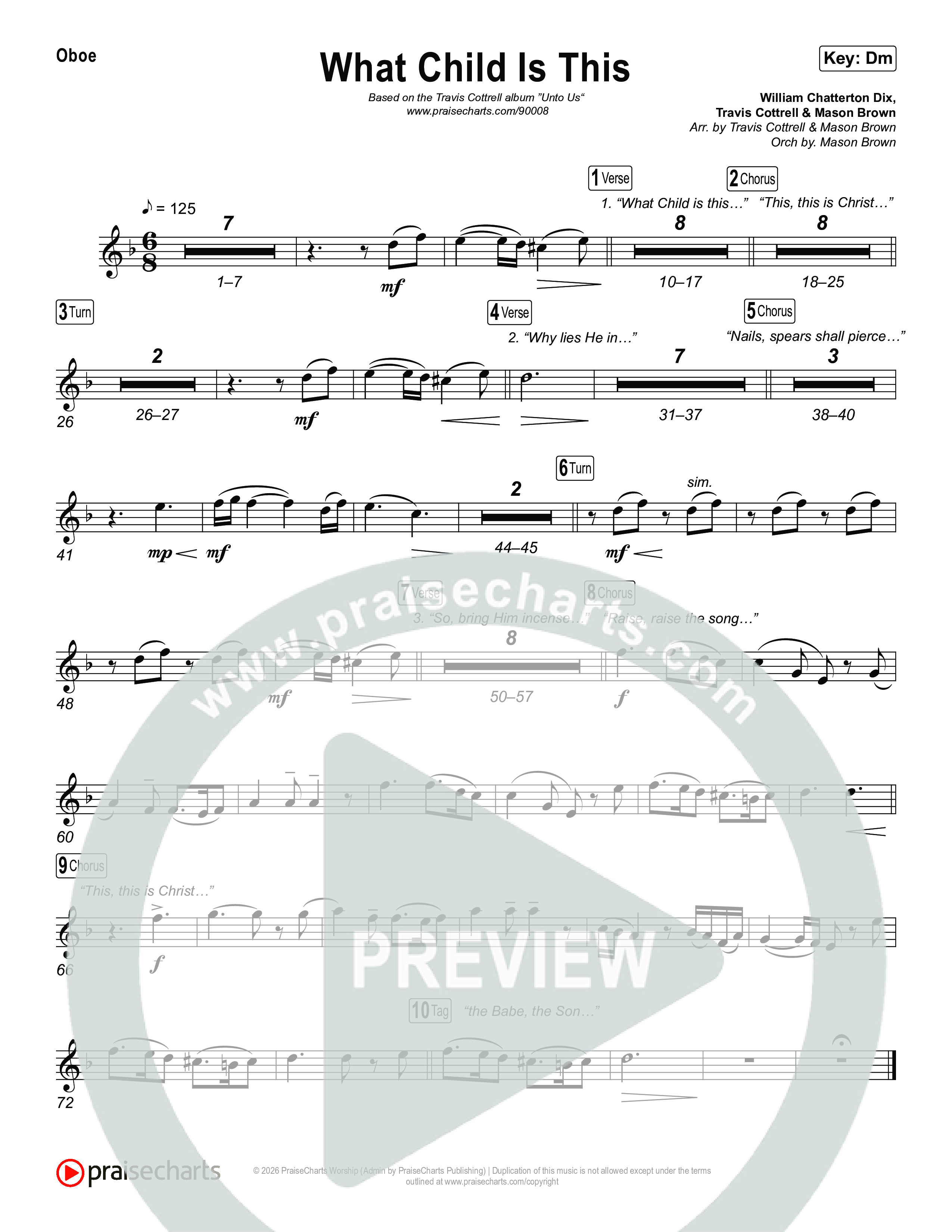 What Child Is This (Choral/SATB) Oboe (Travis Cottrell / Arr. Mason Brown)