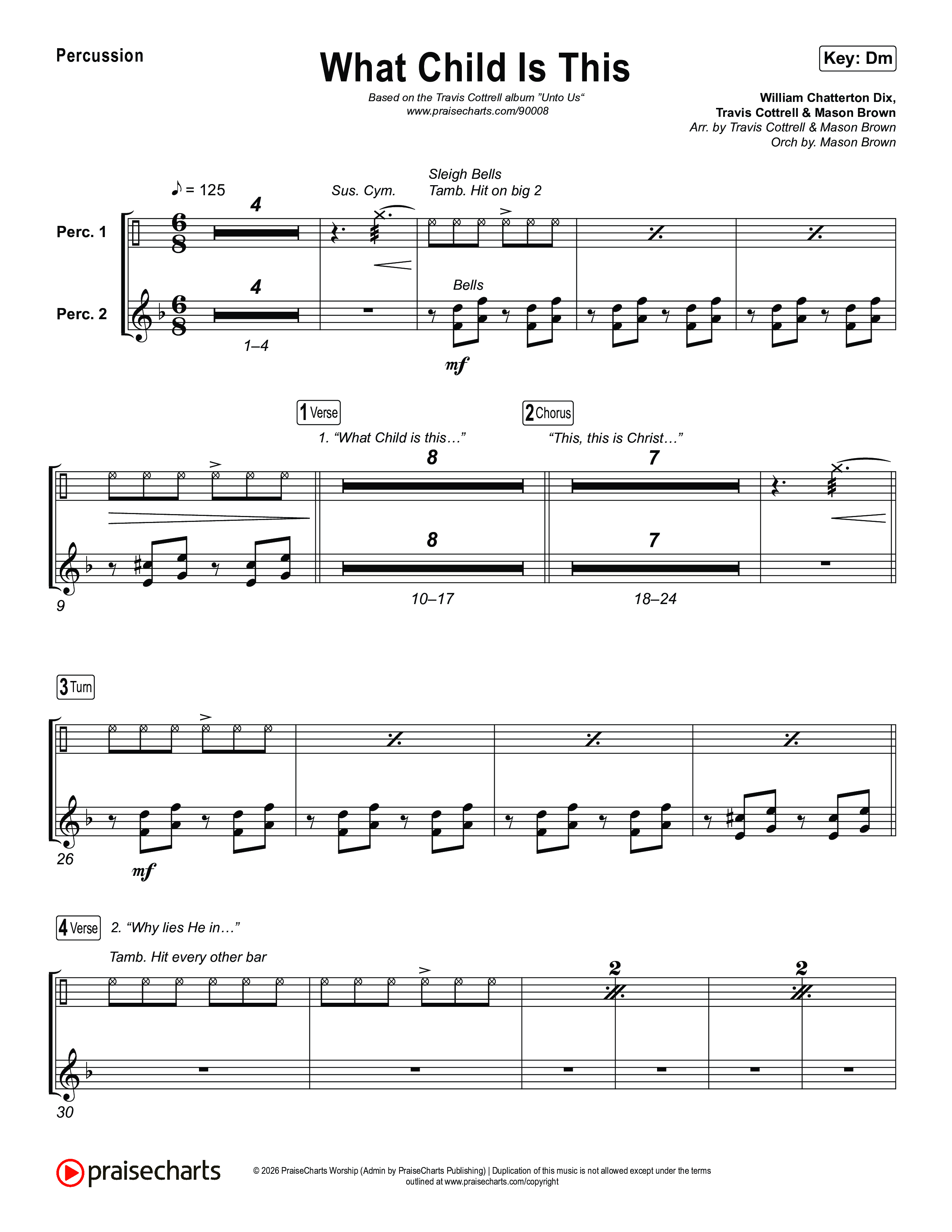 What Child Is This (Choral/SATB) Percussion (Travis Cottrell / Arr. Mason Brown)