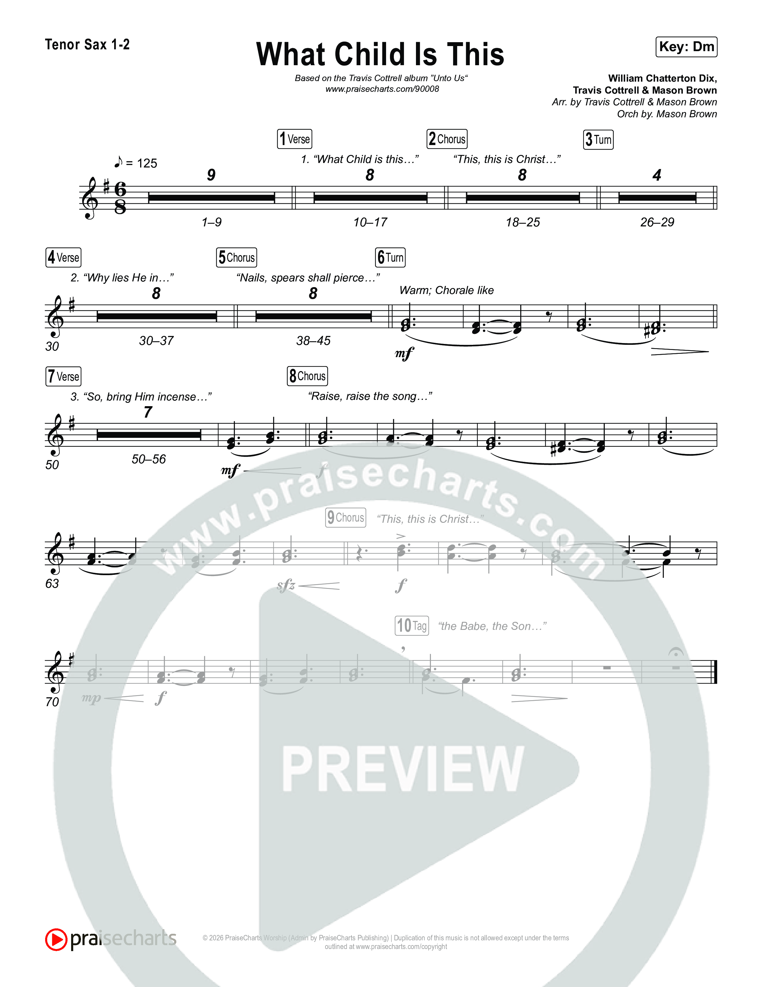 What Child Is This (Choral/SATB) Sax Pack (Travis Cottrell / Arr. Mason Brown)